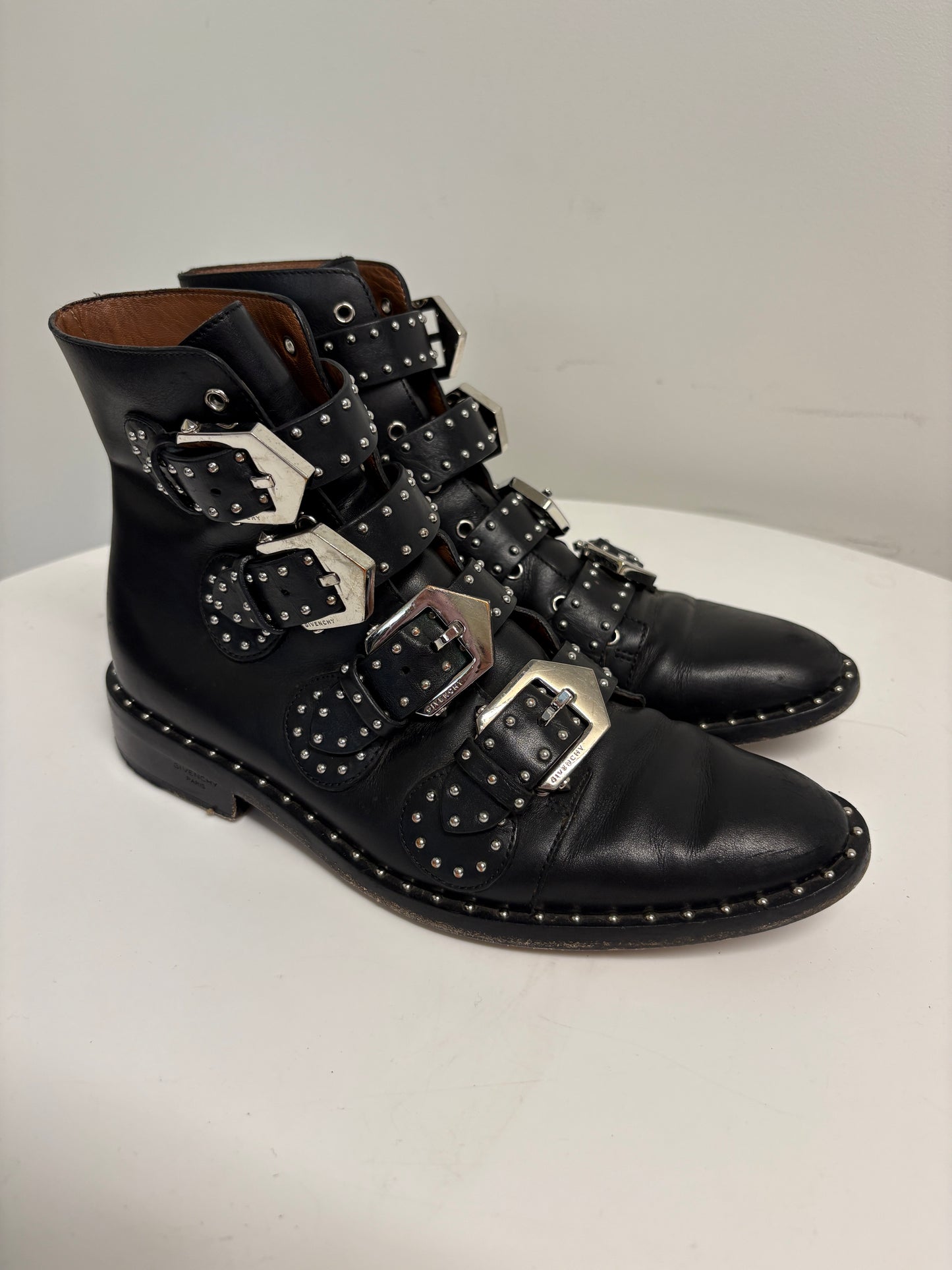Givenchy Elegant Black Studded Leather Ankle Boots