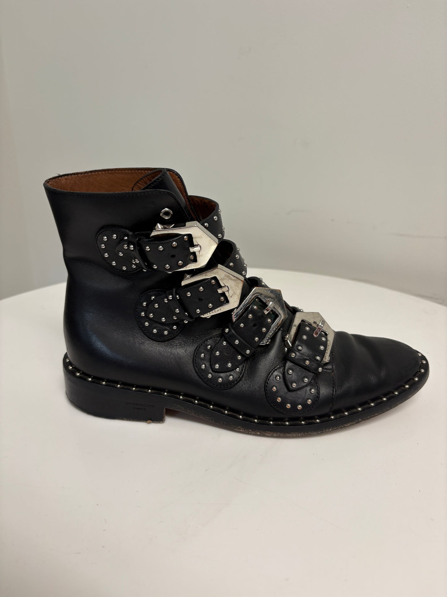 Givenchy Elegant Black Studded Leather Ankle Boots