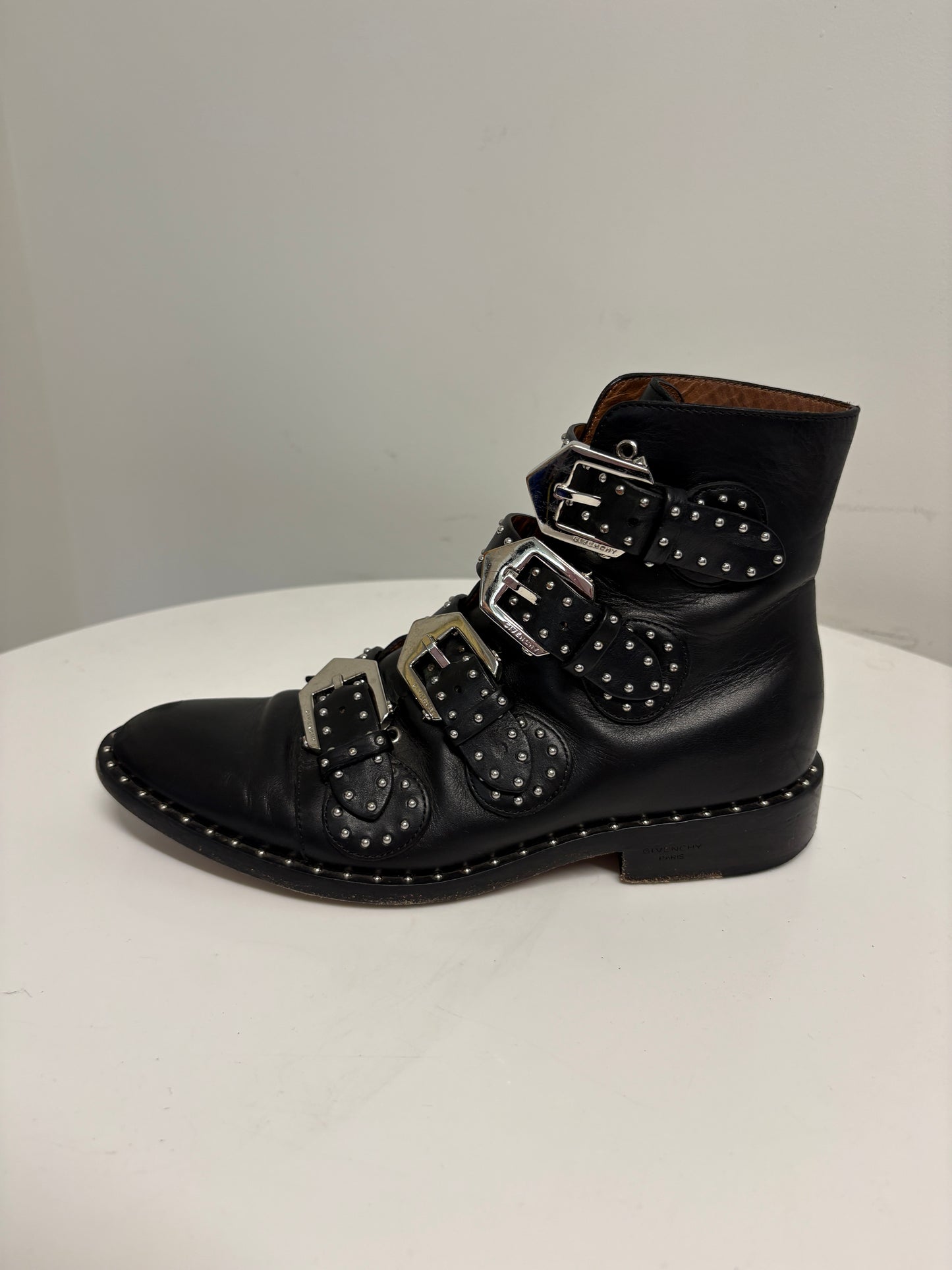 Givenchy Elegant Black Studded Leather Ankle Boots