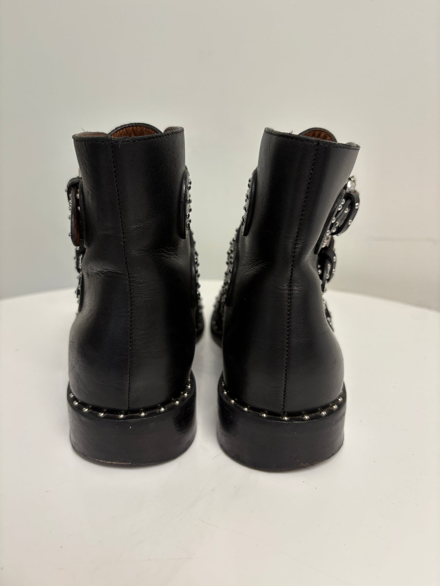 Givenchy Elegant Black Studded Leather Ankle Boots