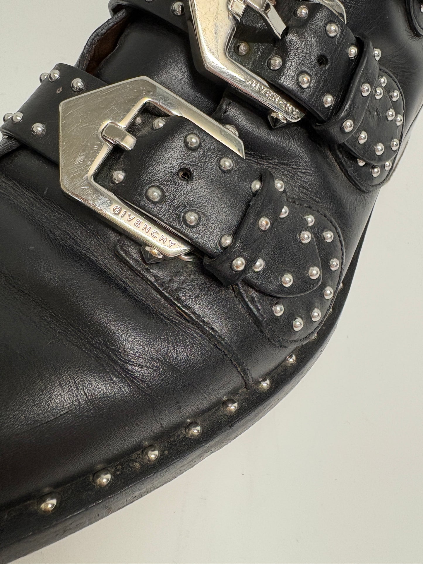 Givenchy Elegant Black Studded Leather Ankle Boots