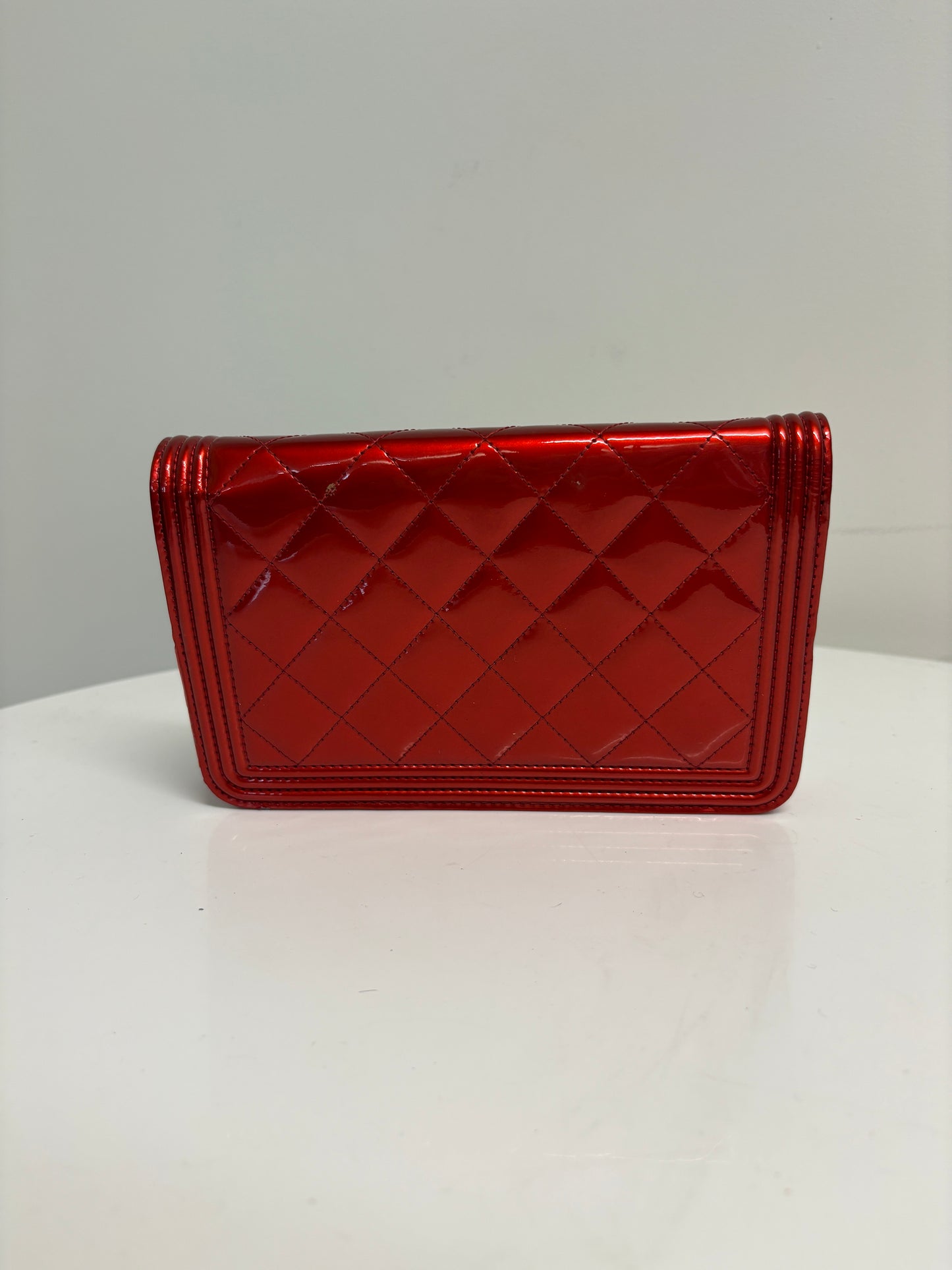 Chanel Red Boy Wallet On Chain