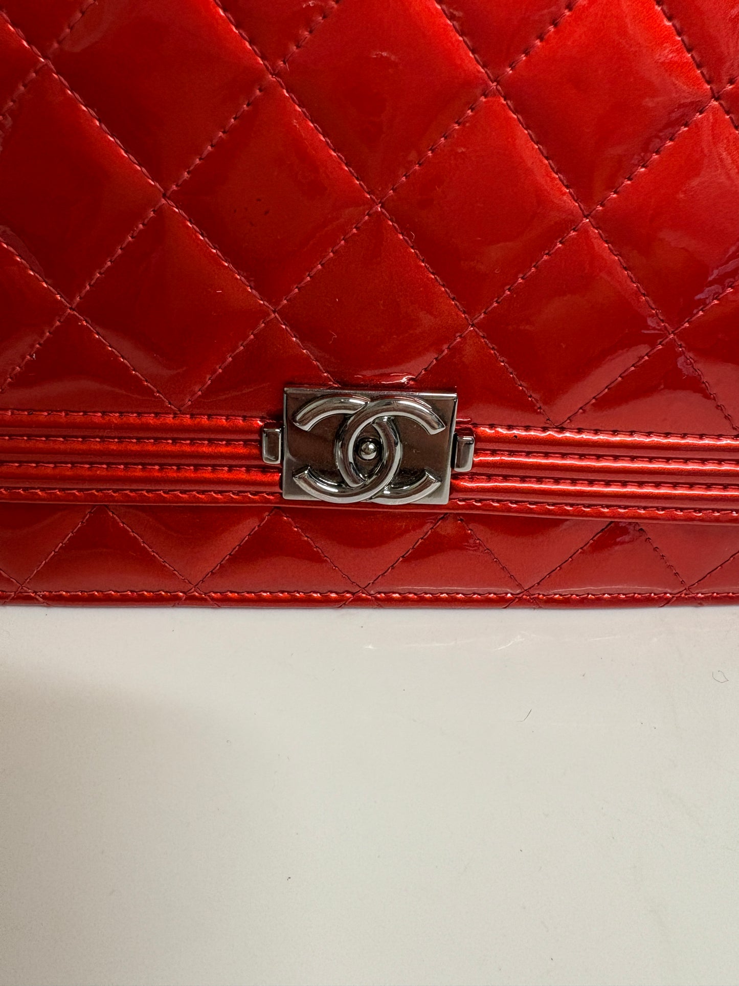Chanel Red Boy Wallet On Chain