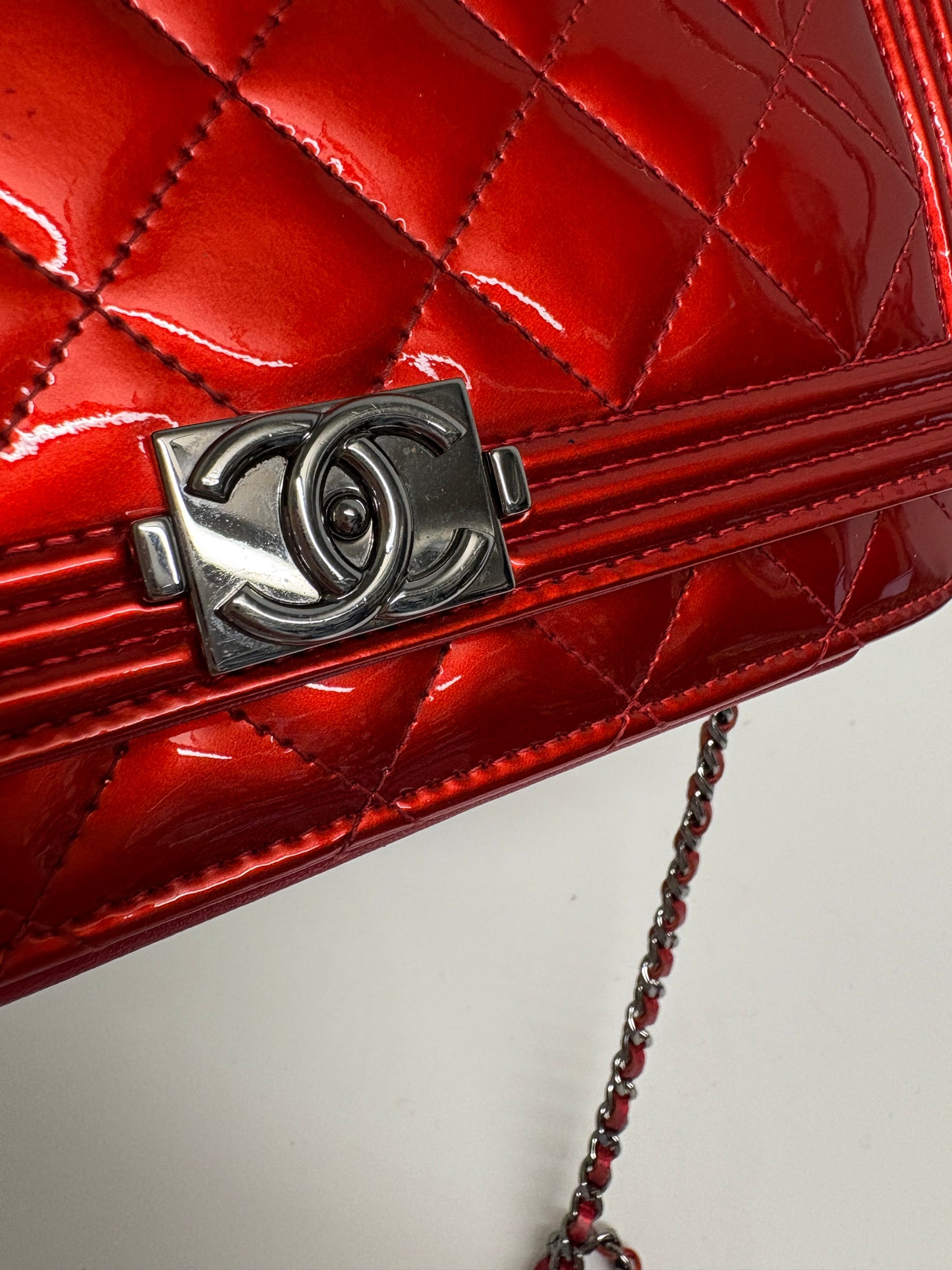 Chanel Red Boy Wallet On Chain