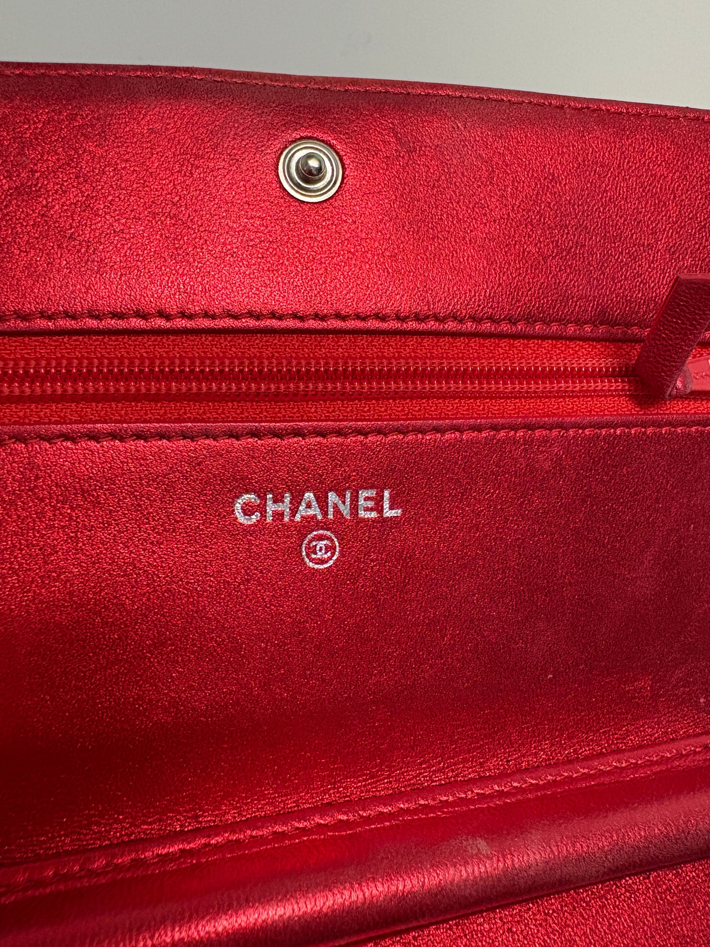 Chanel Red Boy Wallet On Chain