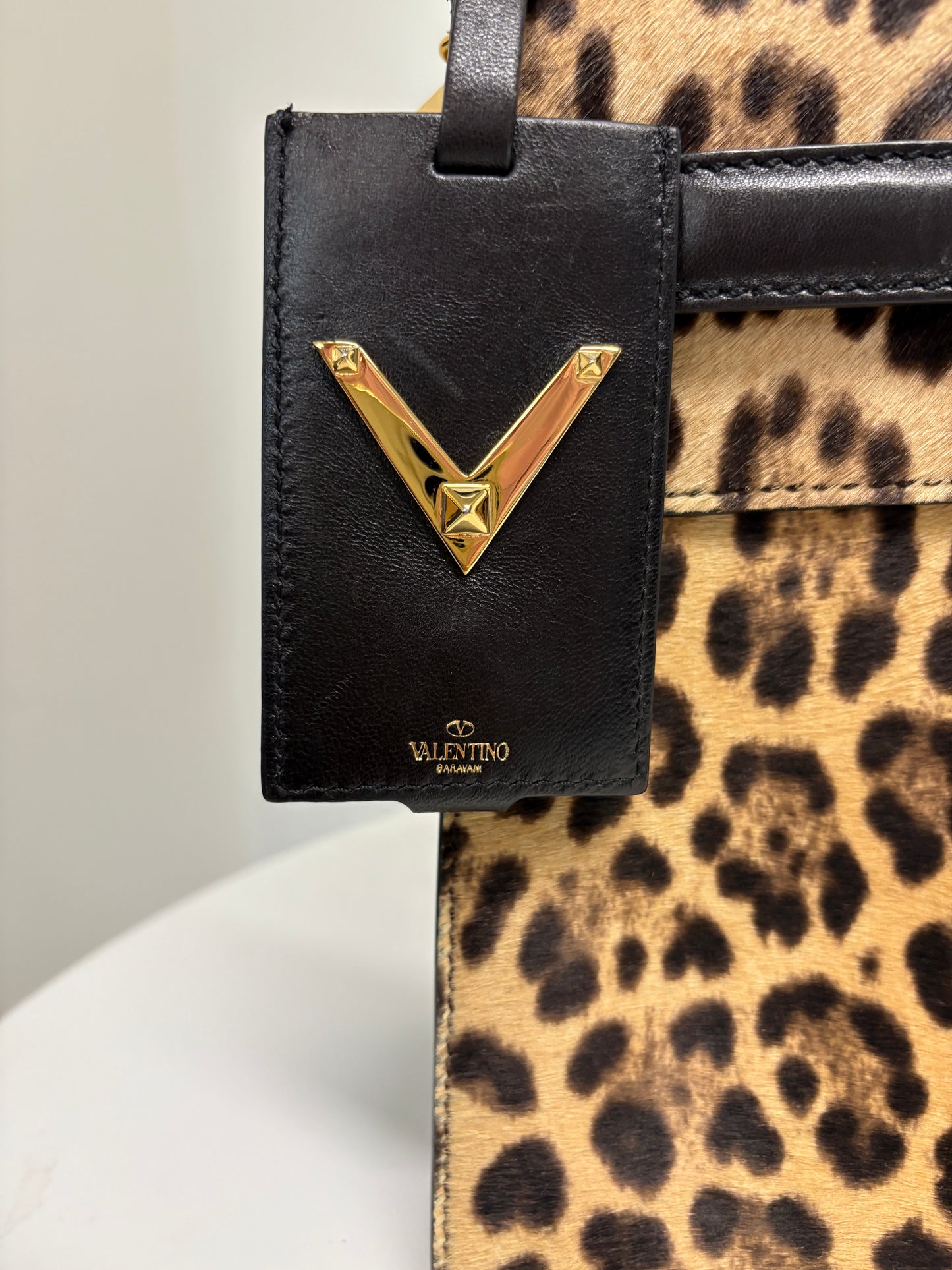 Valentino Garavani My Rockstud Leopard Print Calf Hair And Suede Tote Bag