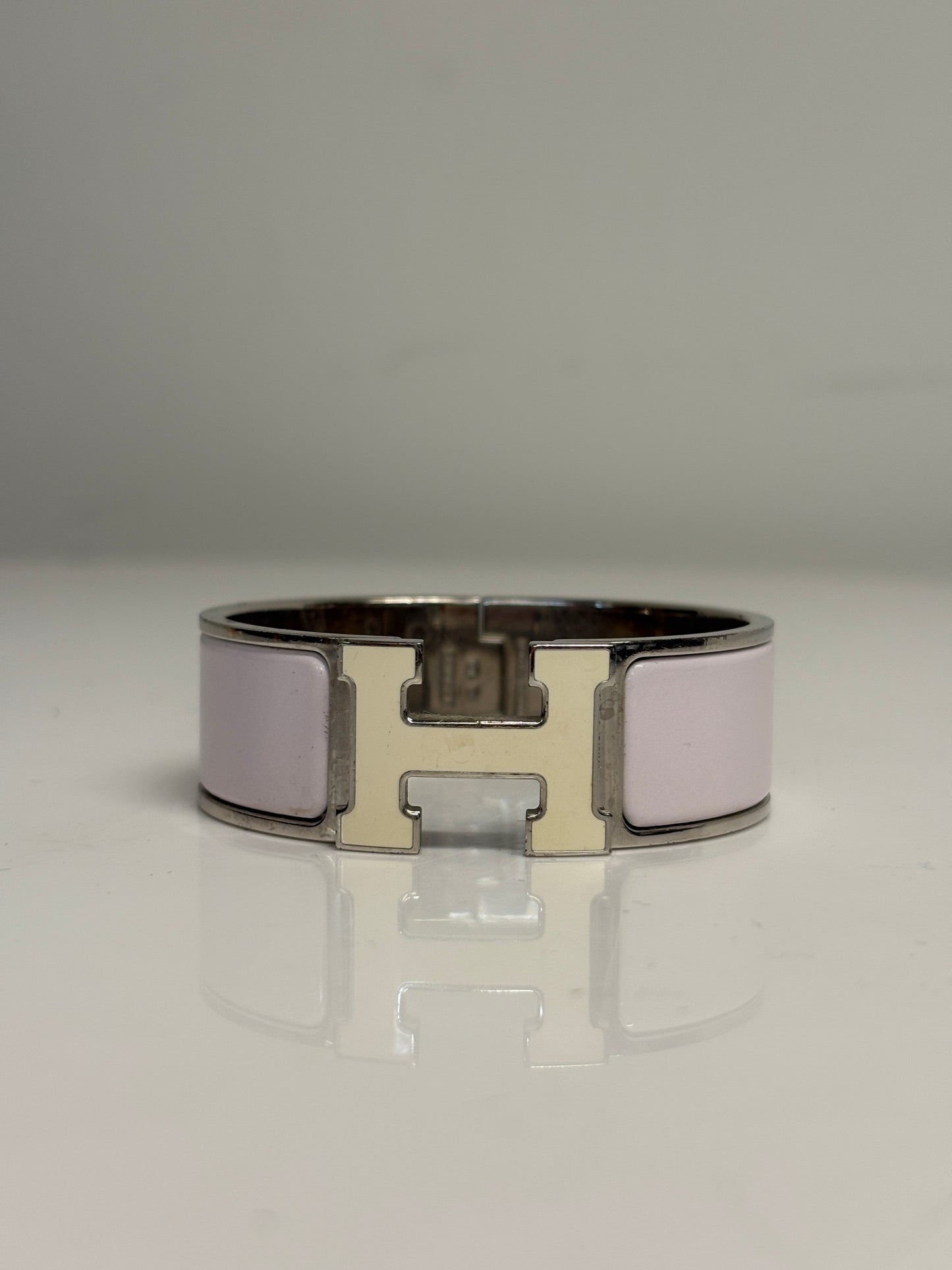 Hermes Clic H Pale Pink And Silver Bracelet