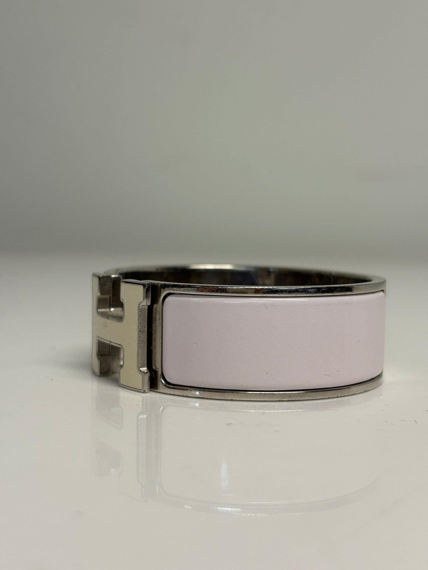Hermes Clic H Pale Pink And Silver Bracelet