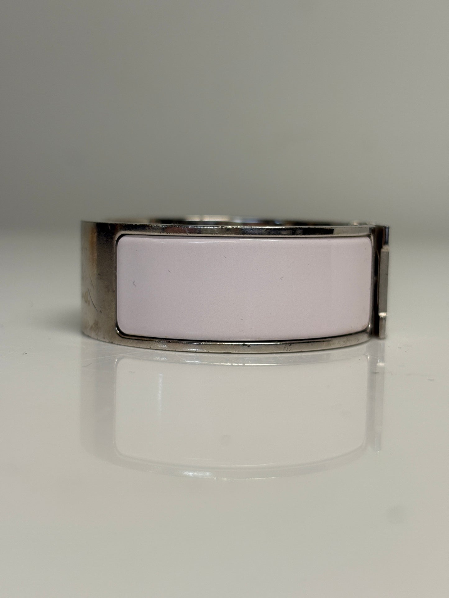 Hermes Clic H Pale Pink And Silver Bracelet