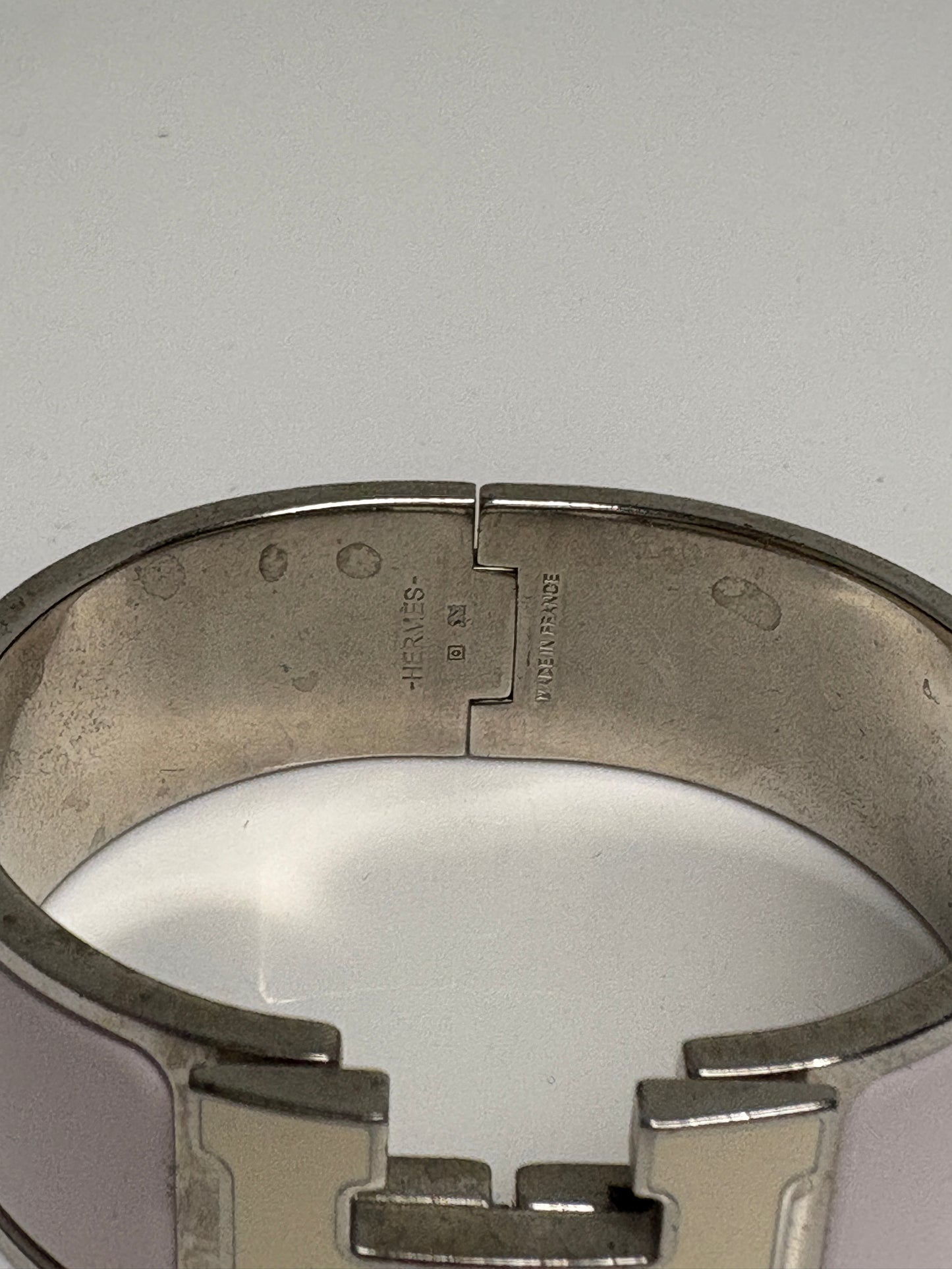 Hermes Clic H Pale Pink And Silver Bracelet
