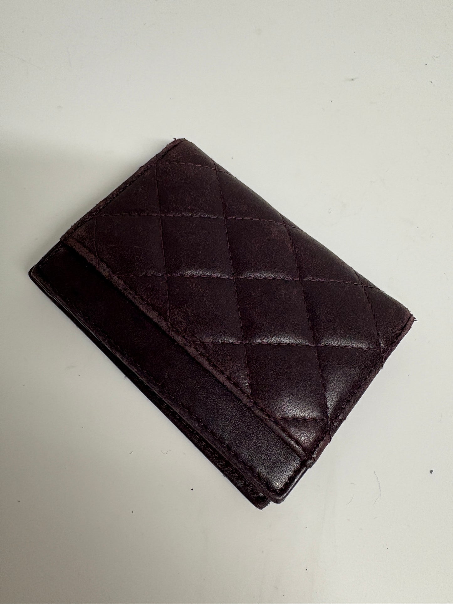 Chanel Plum Quilted Lambskin Card Holder