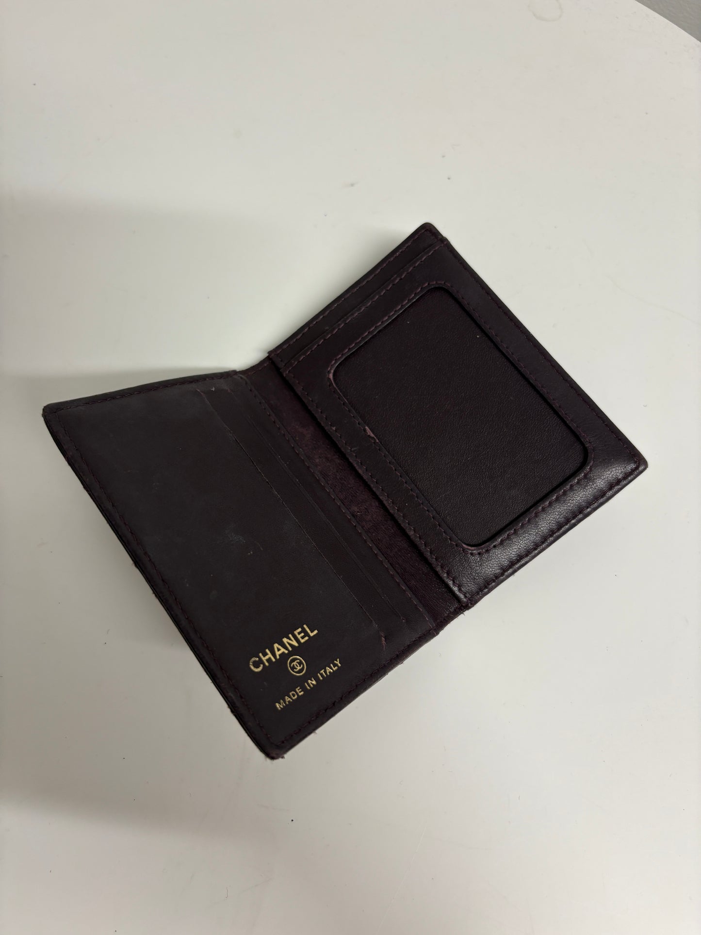 Chanel Plum Quilted Lambskin Card Holder