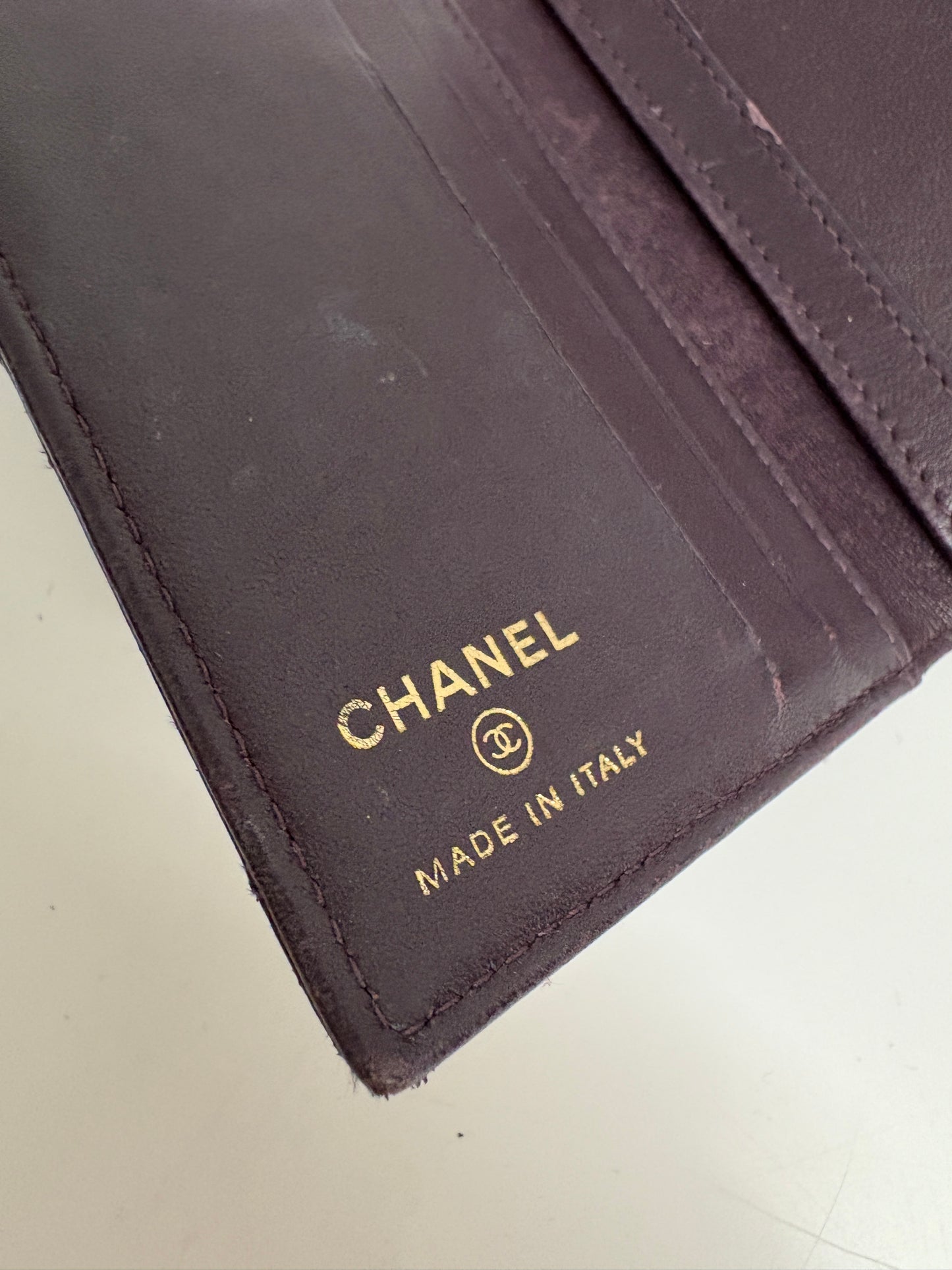 Chanel Plum Quilted Lambskin Card Holder