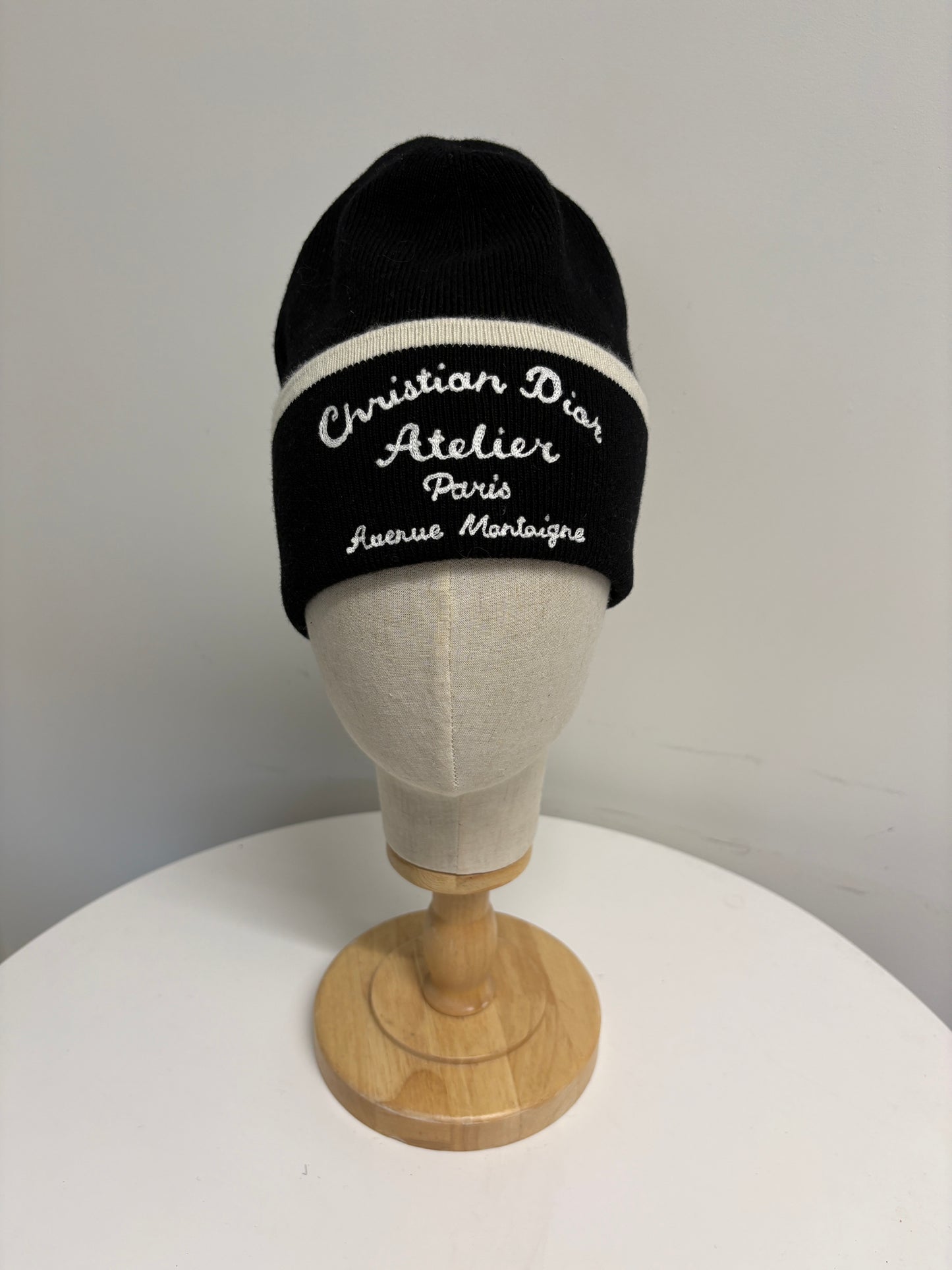 Christian Dior Atelier Black Logo Beanie Hat