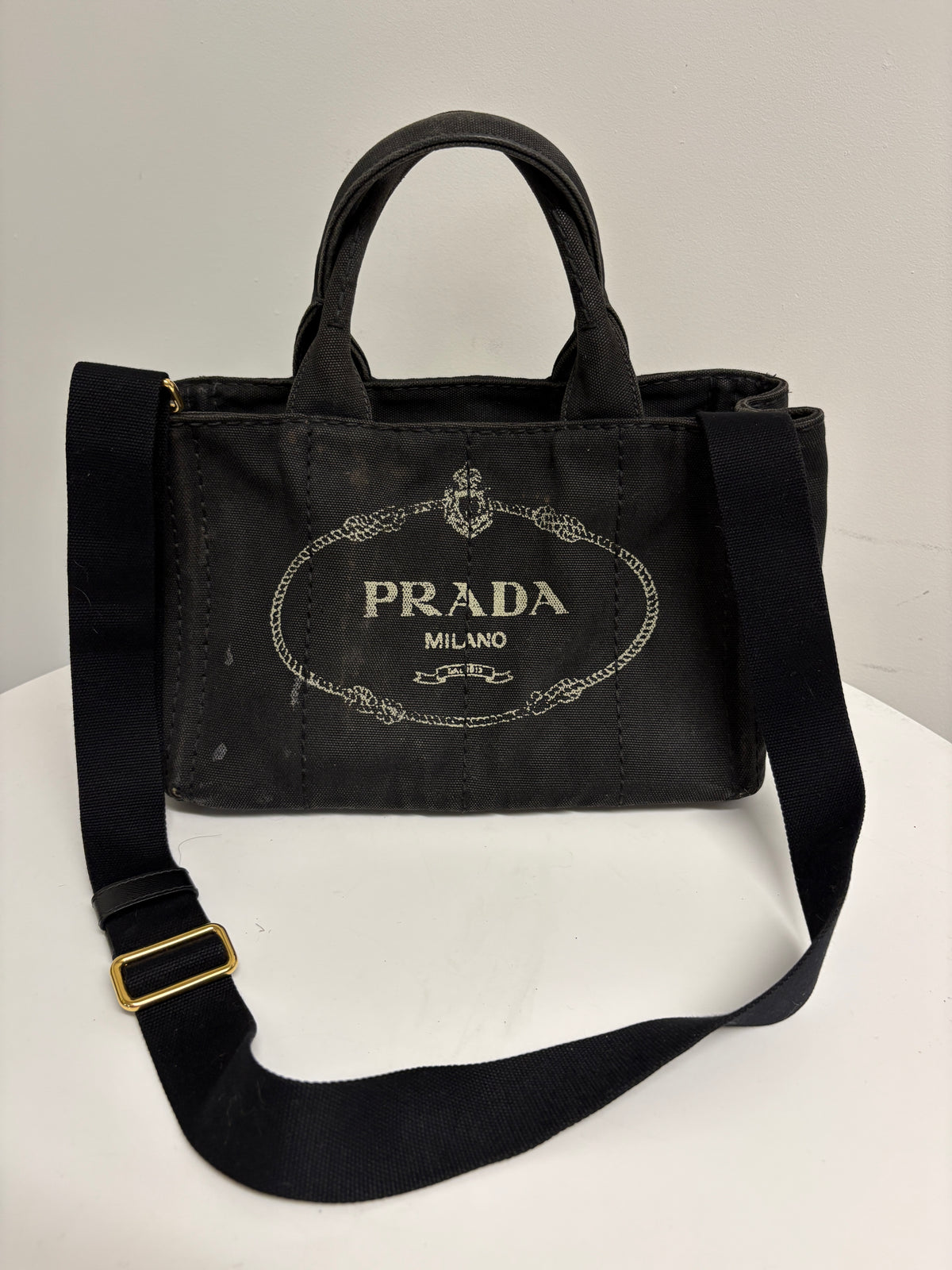 Prada Black Canapa Tote Bag