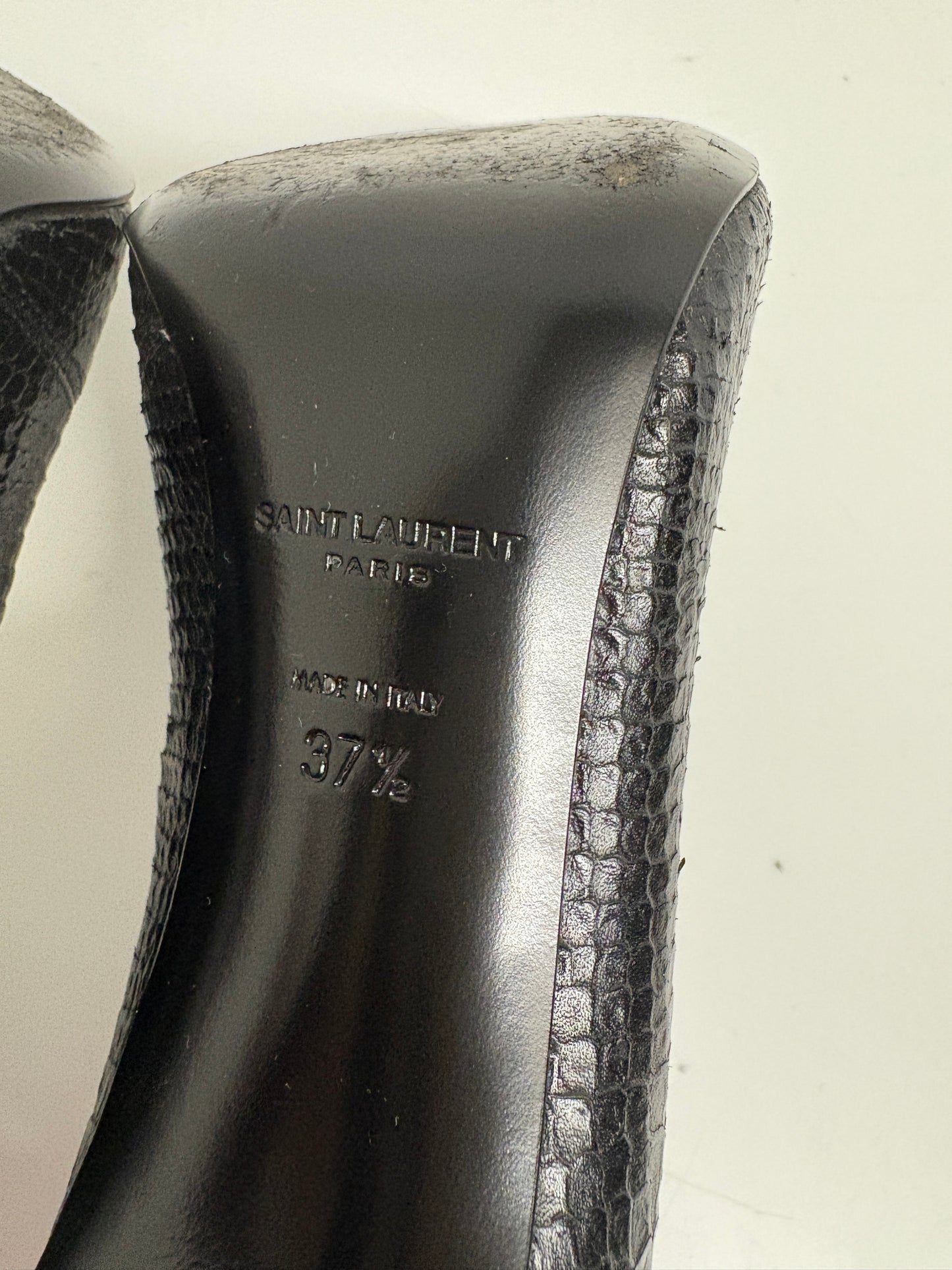 Saint Laurent Black Python Lace Up Heels