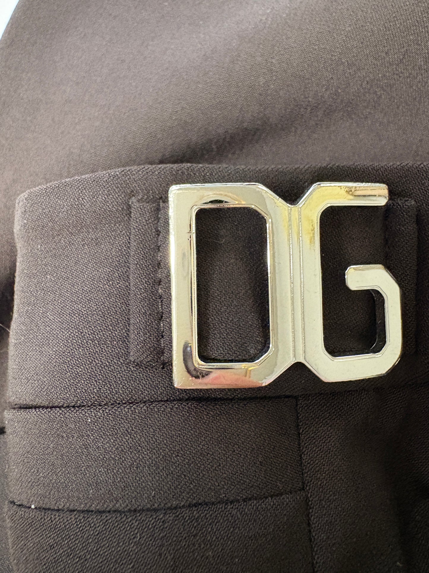 Dolce & Gabbana Dark Brown Trousers With DG Silver Logo