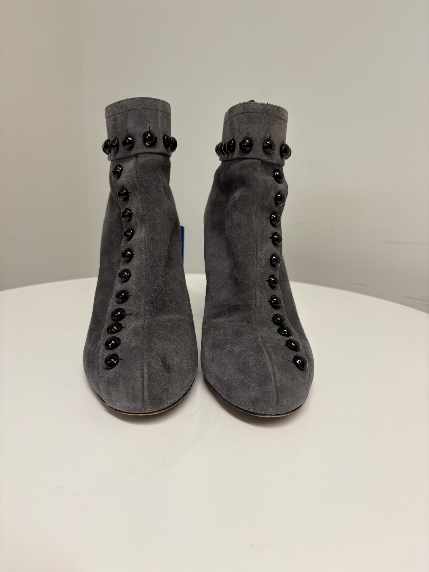 Alaia Grey Studded Suede Ankle Boots