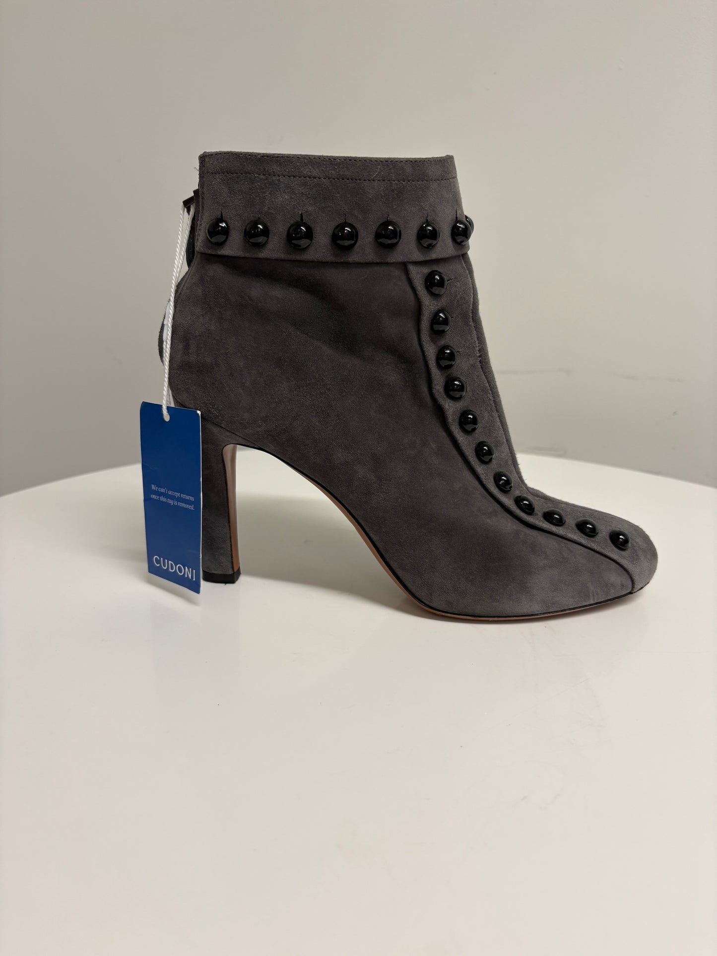 Alaia Grey Studded Suede Ankle Boots