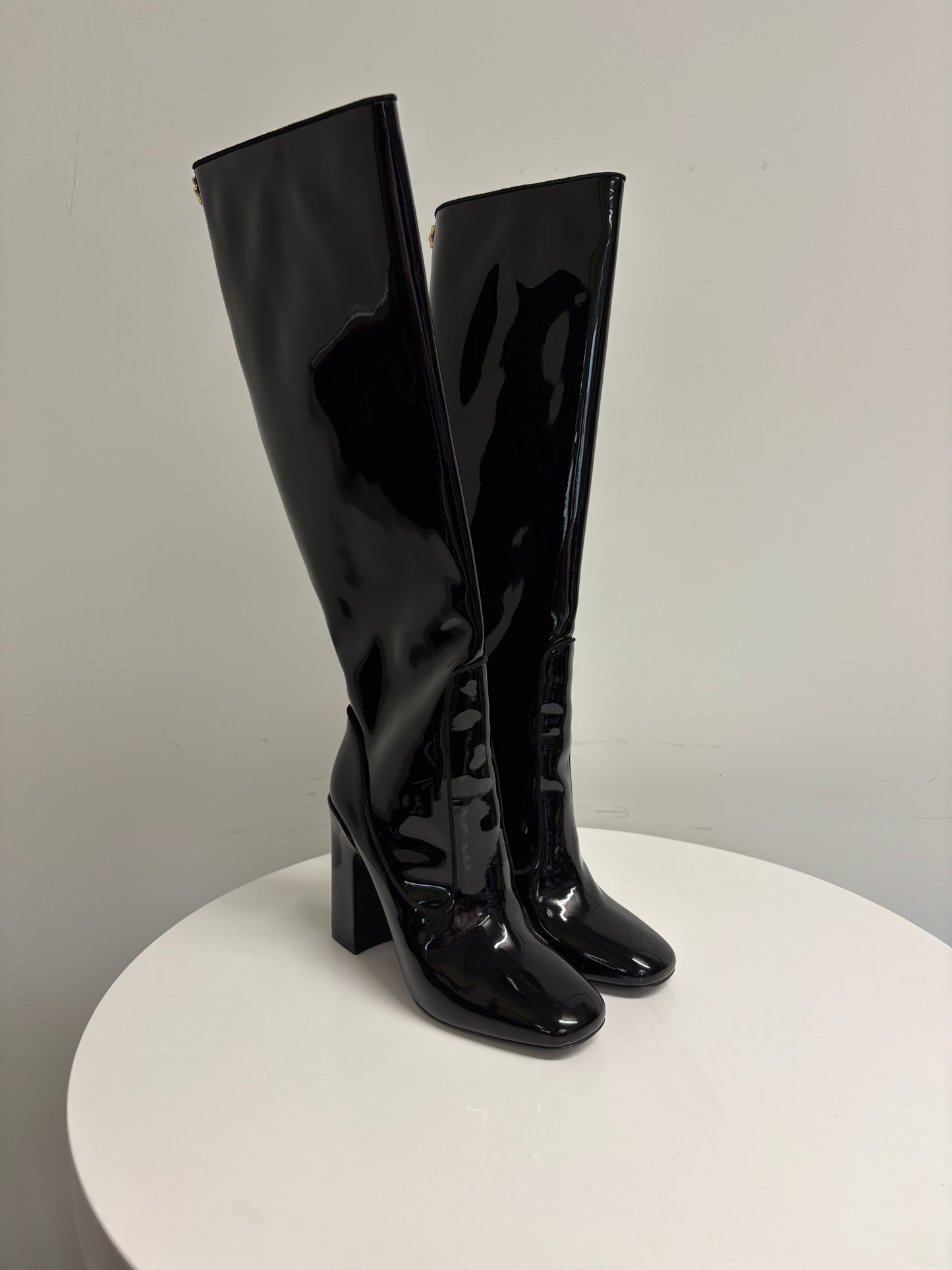 Fabrizio Viti Black Patent Knee High Boots