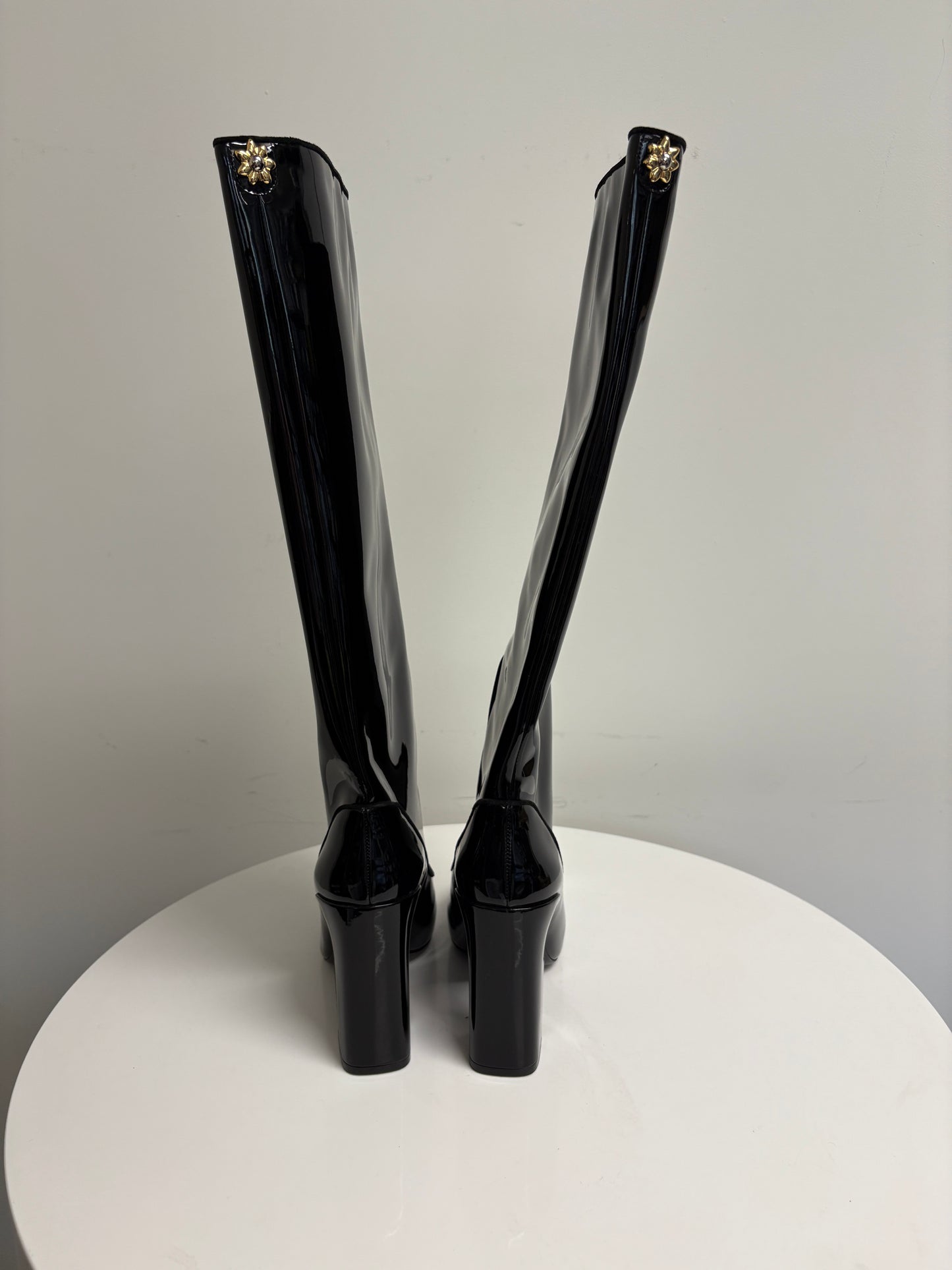 Fabrizio Viti Black Patent Knee High Boots