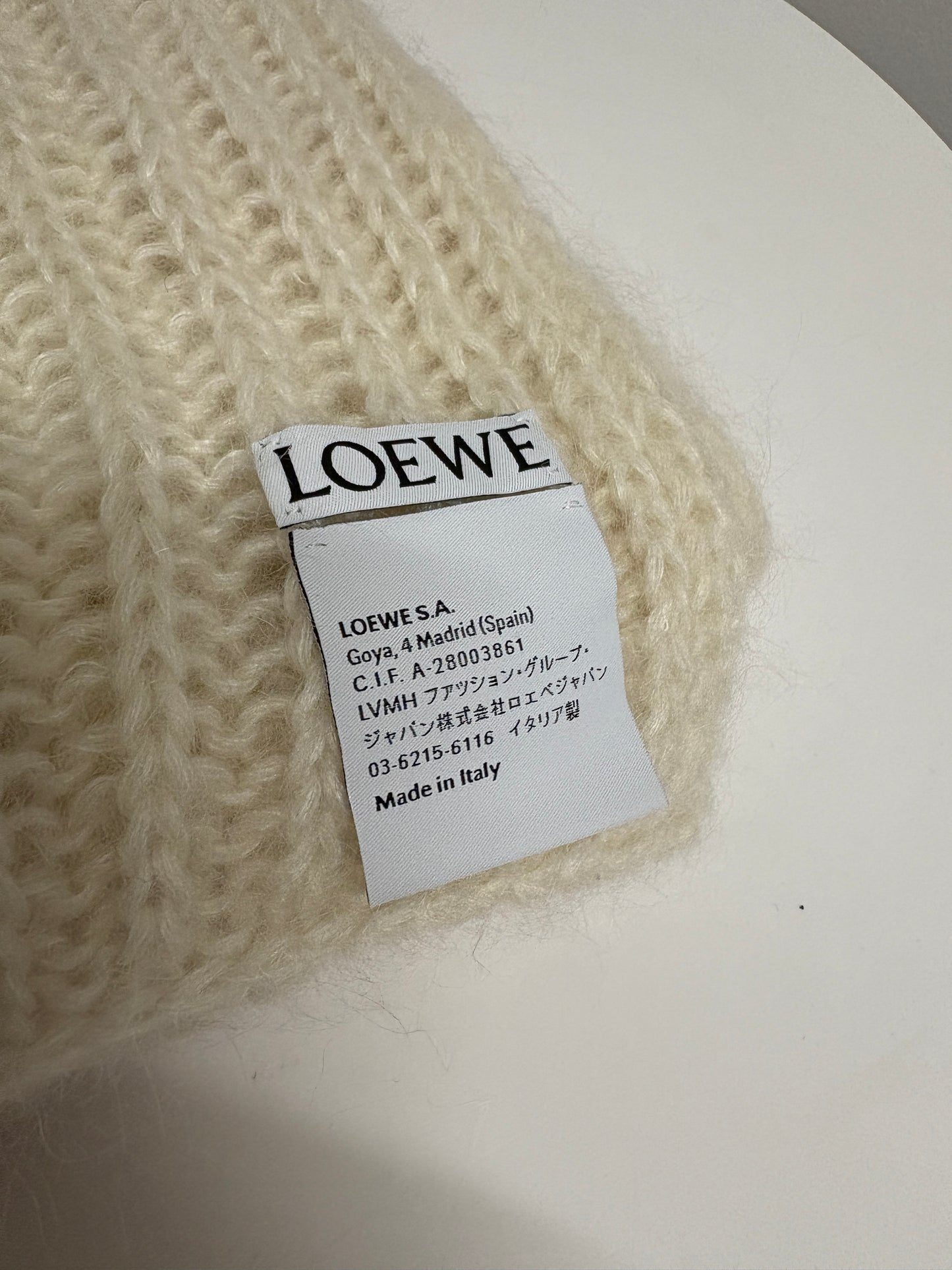 Loewe Anagram Cream Wool Scarf