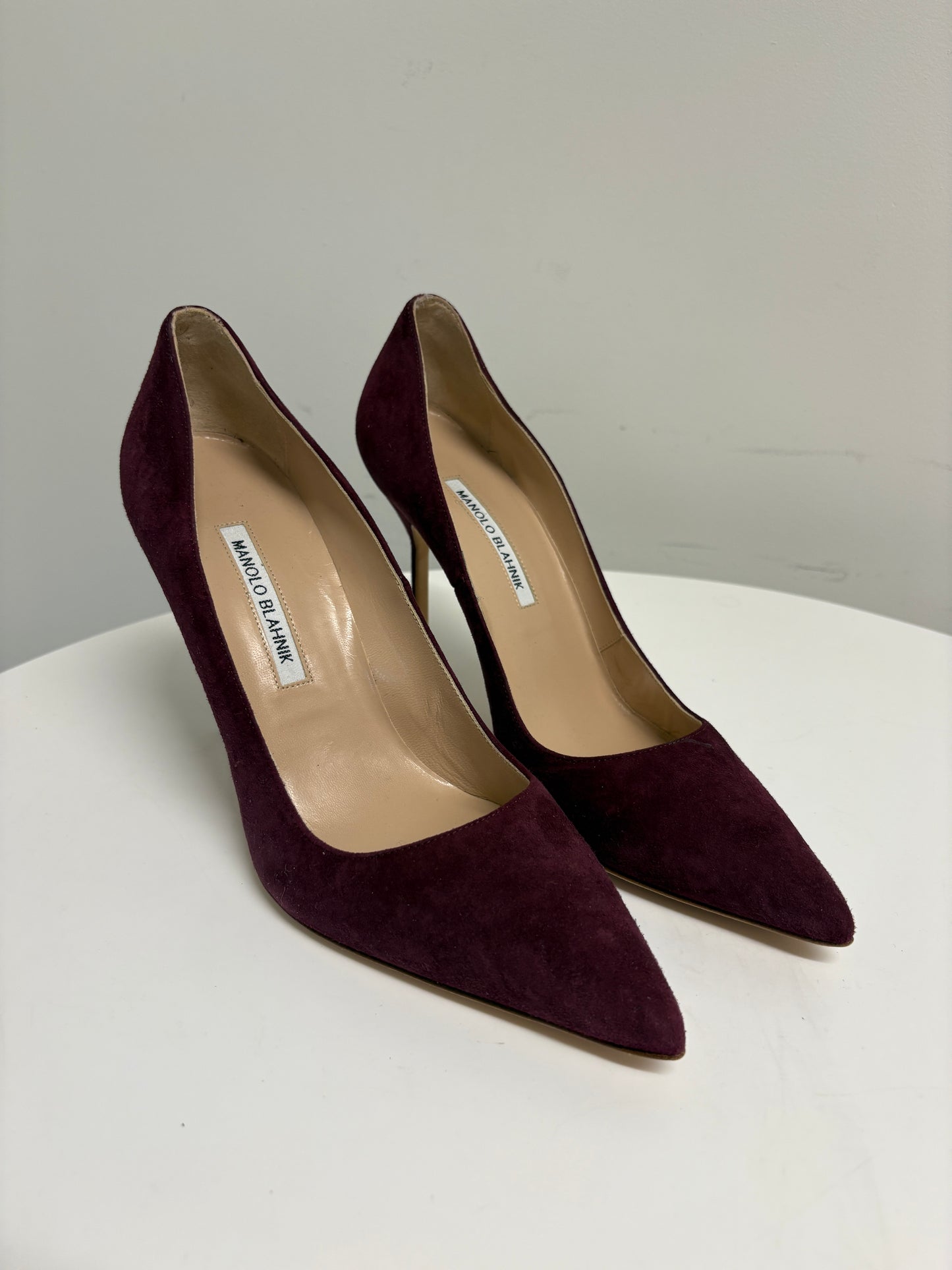 Manolo Blahnik Plum Suede Pumps