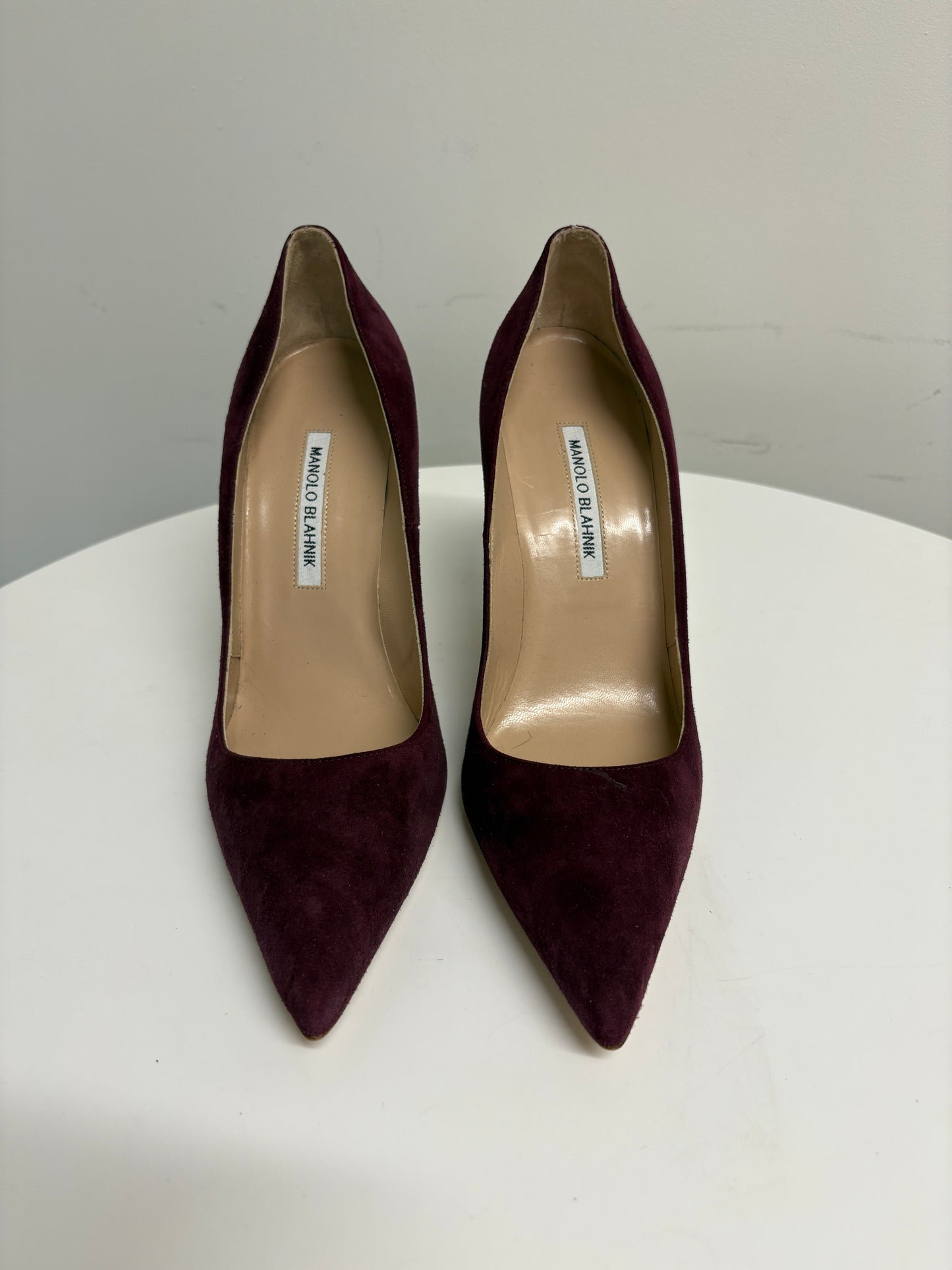 Manolo Blahnik Plum Suede Pumps