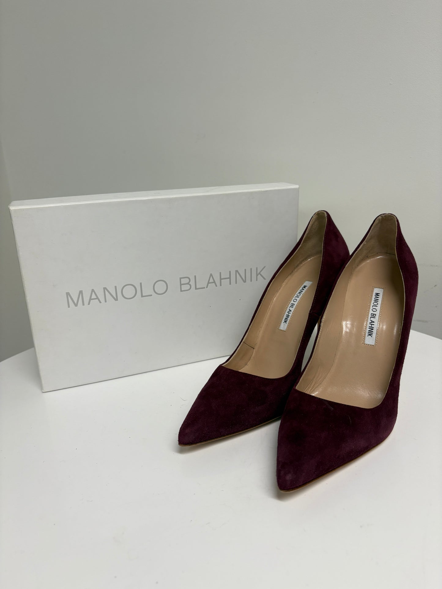 Manolo Blahnik Plum Suede Pumps