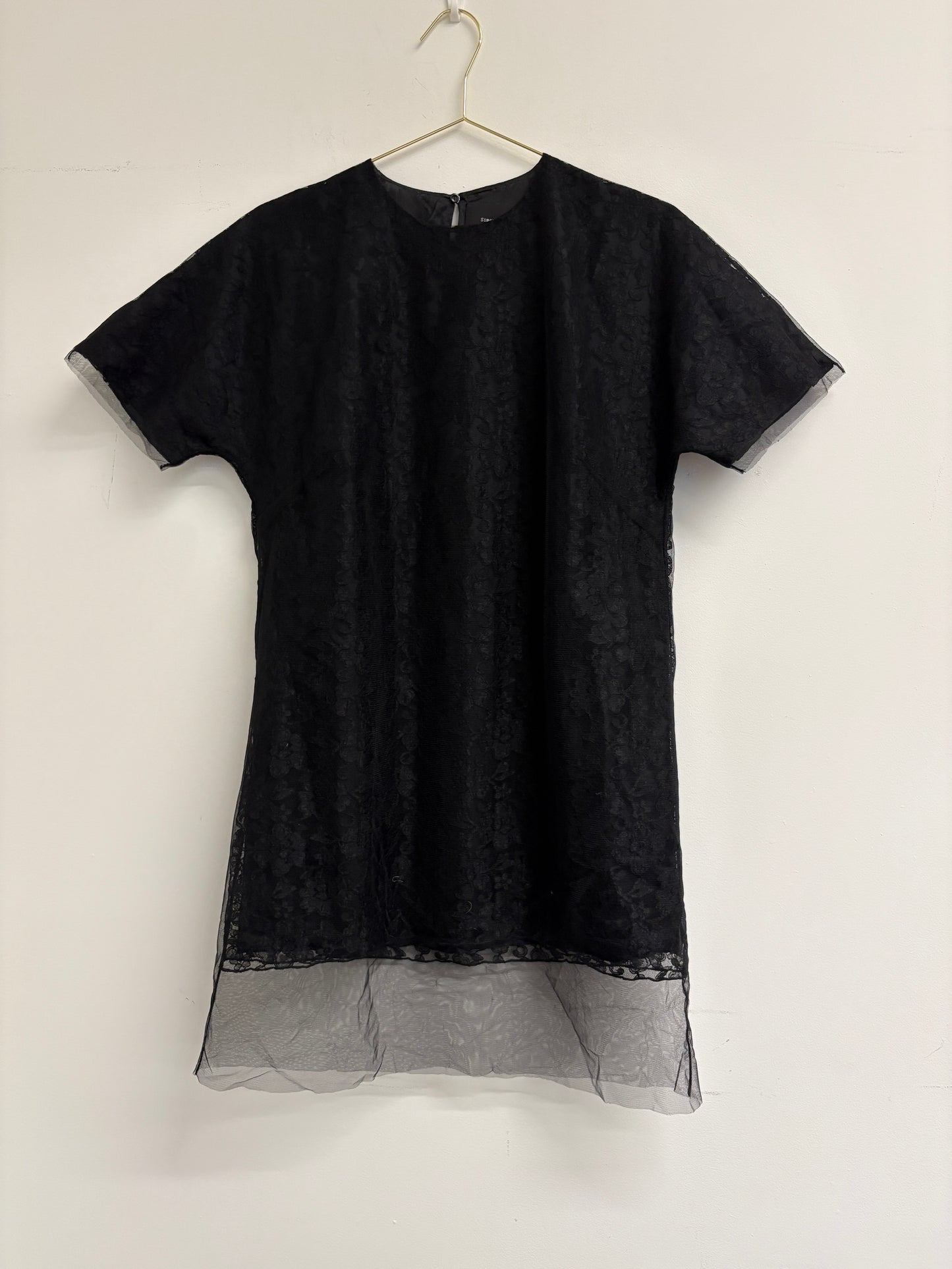 Simone Rocha Black Silk Lace Tee Dress