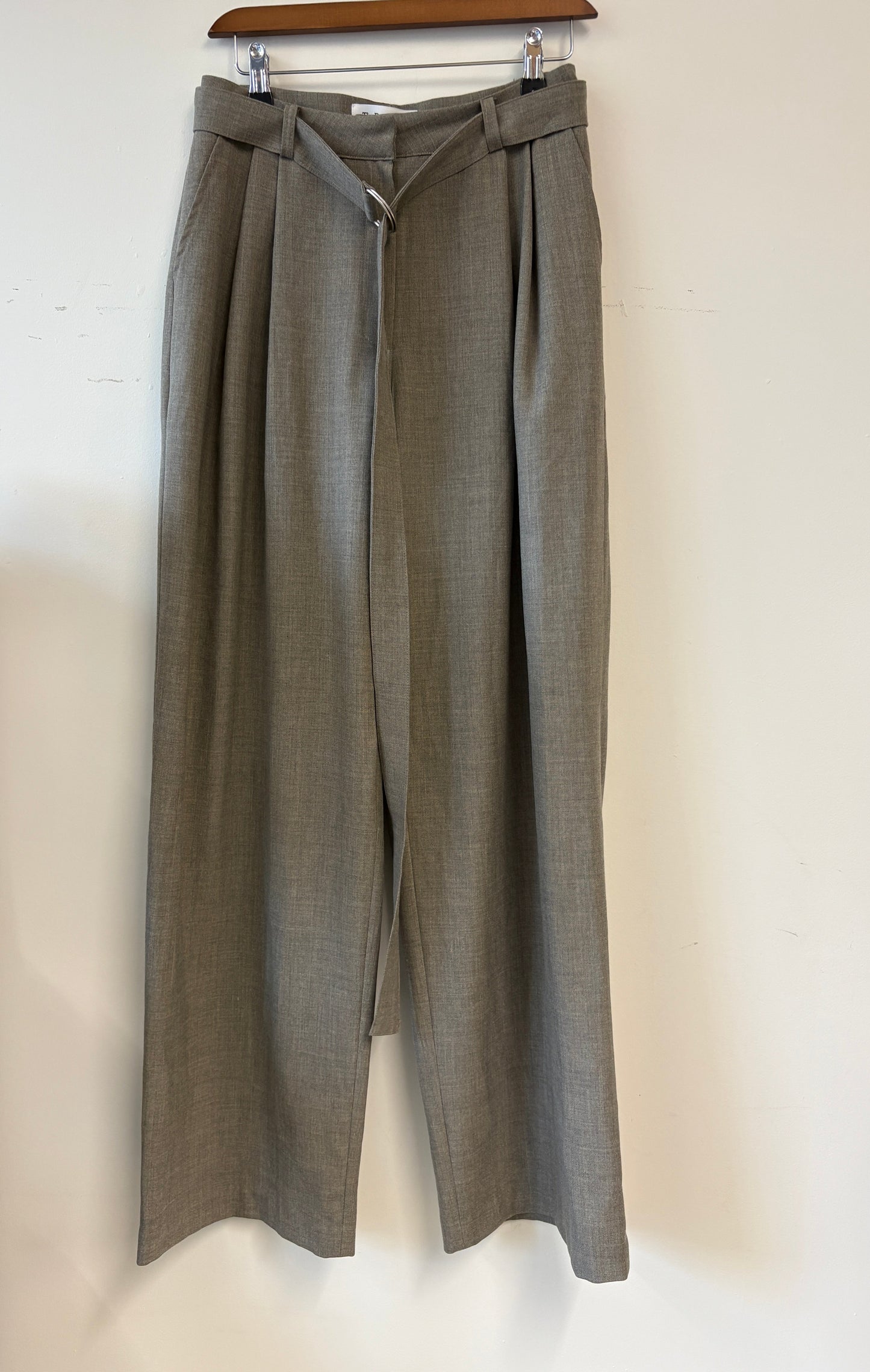 The Frankie Shop Grey Beige Wide Leg Trousers