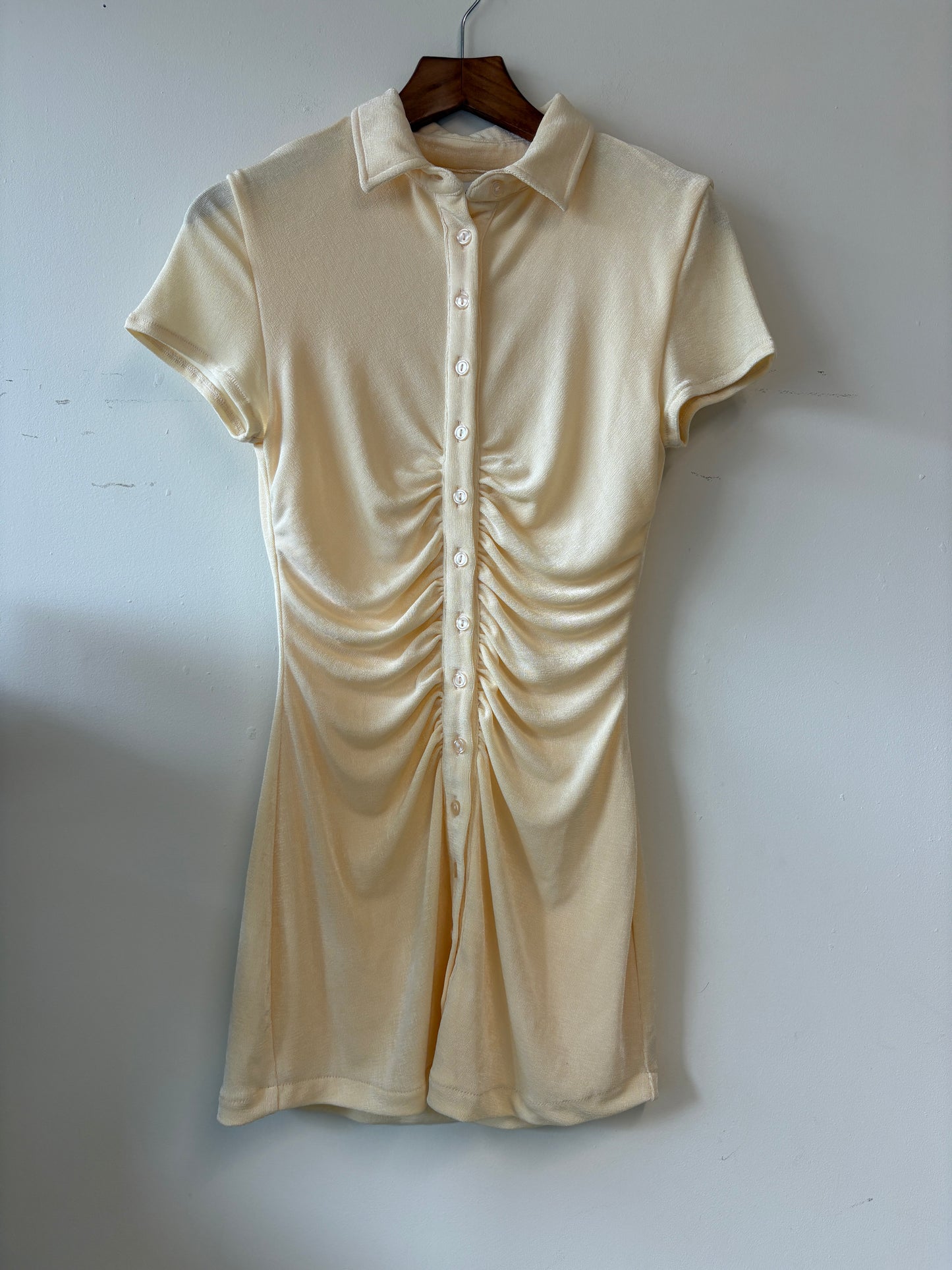 With Jean Alexa Cream Button Up Mini Dress