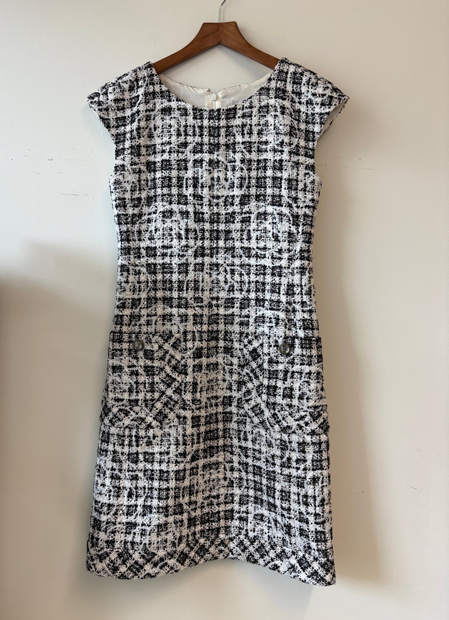 Chanel 2014 Spring Monochrome Camelia Tweed Dress