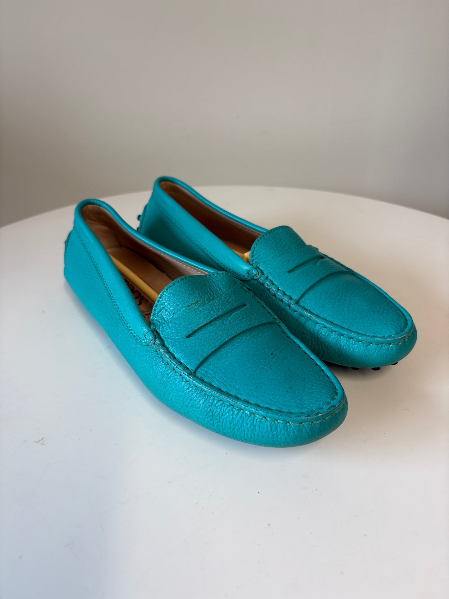 Tods Turquoise Gommino Leather Shoes