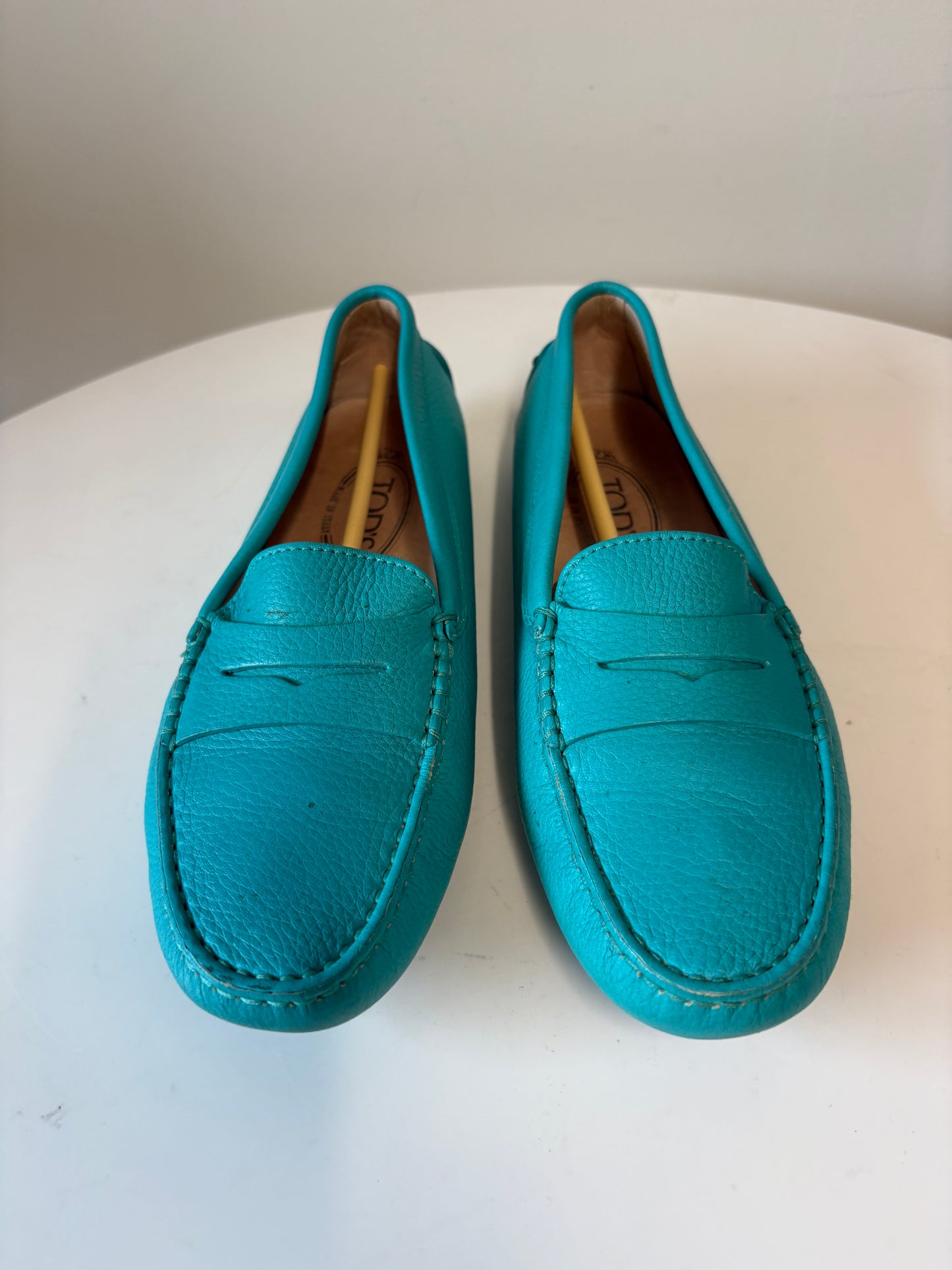 Tods Turquoise Gommino Leather Shoes