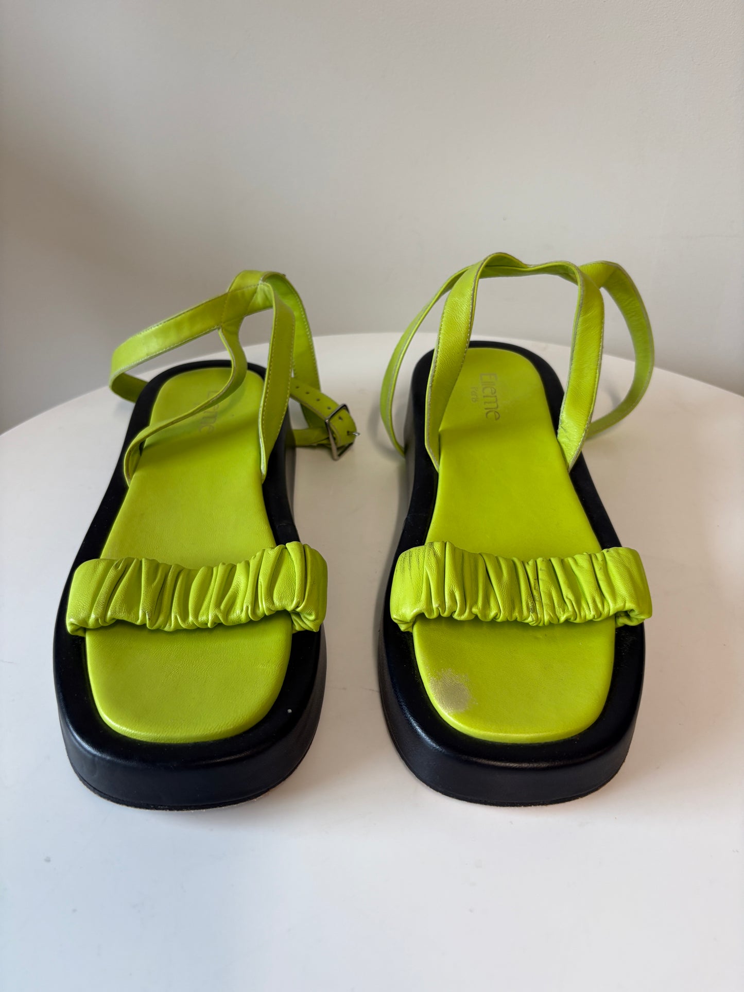 Elleme Neon Green Leather Sandals