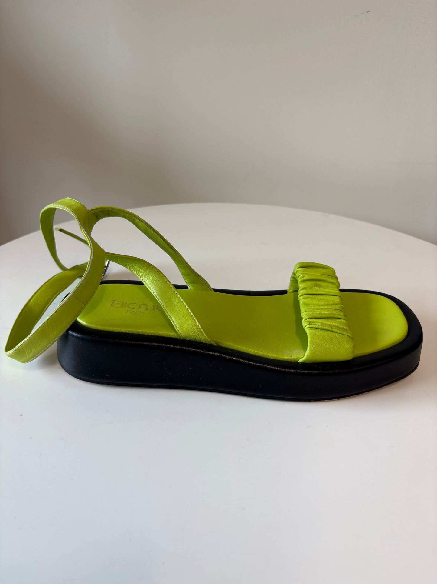 Elleme Neon Green Leather Sandals