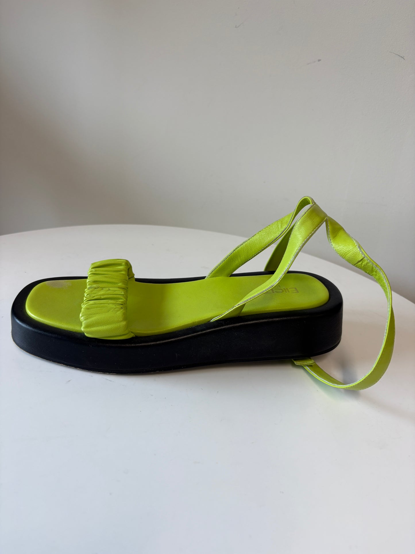 Elleme Neon Green Leather Sandals