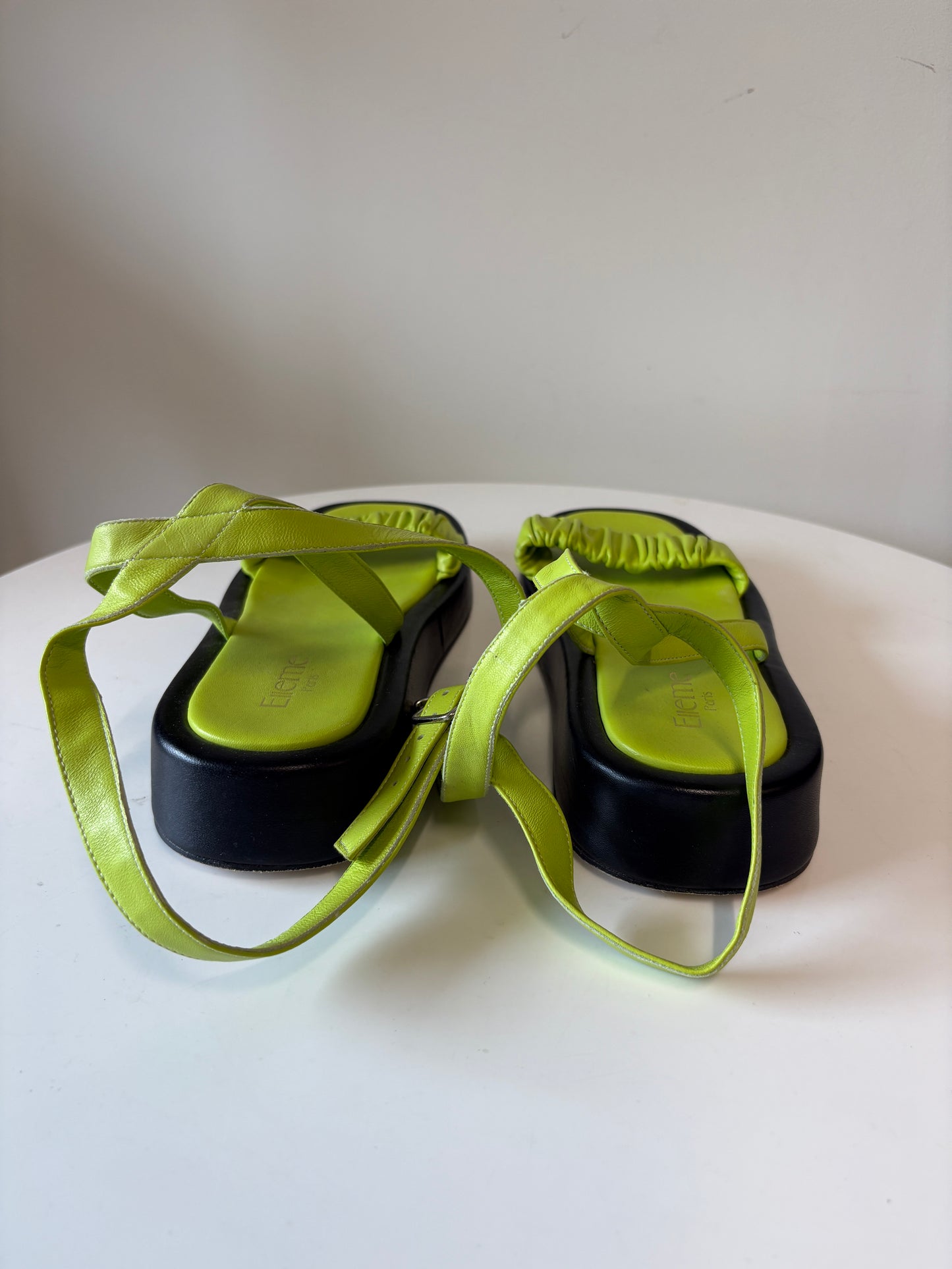 Elleme Neon Green Leather Sandals