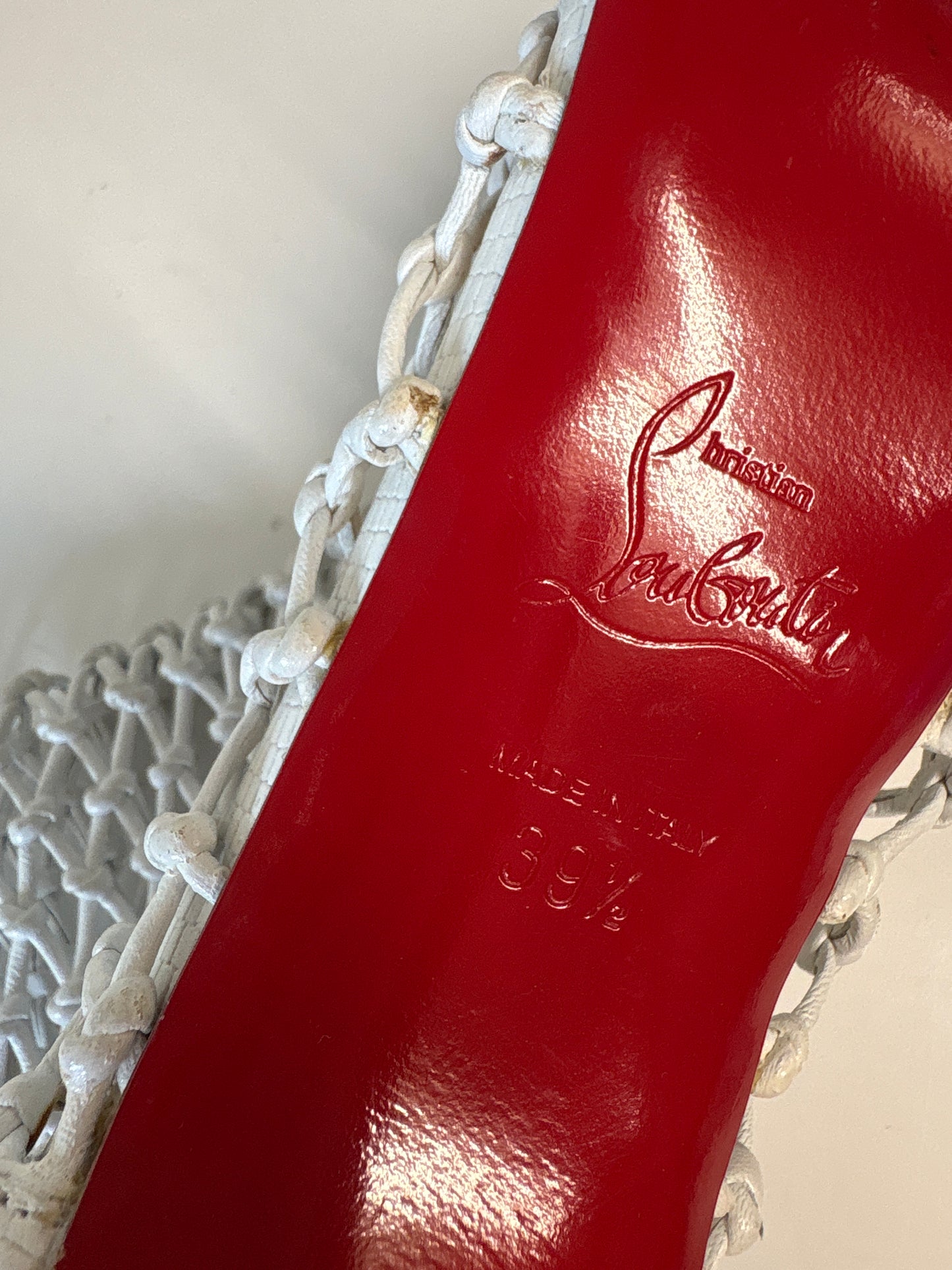 Christian Louboutin Corfou 100 White Knotted Nappa Leather Caged Booties