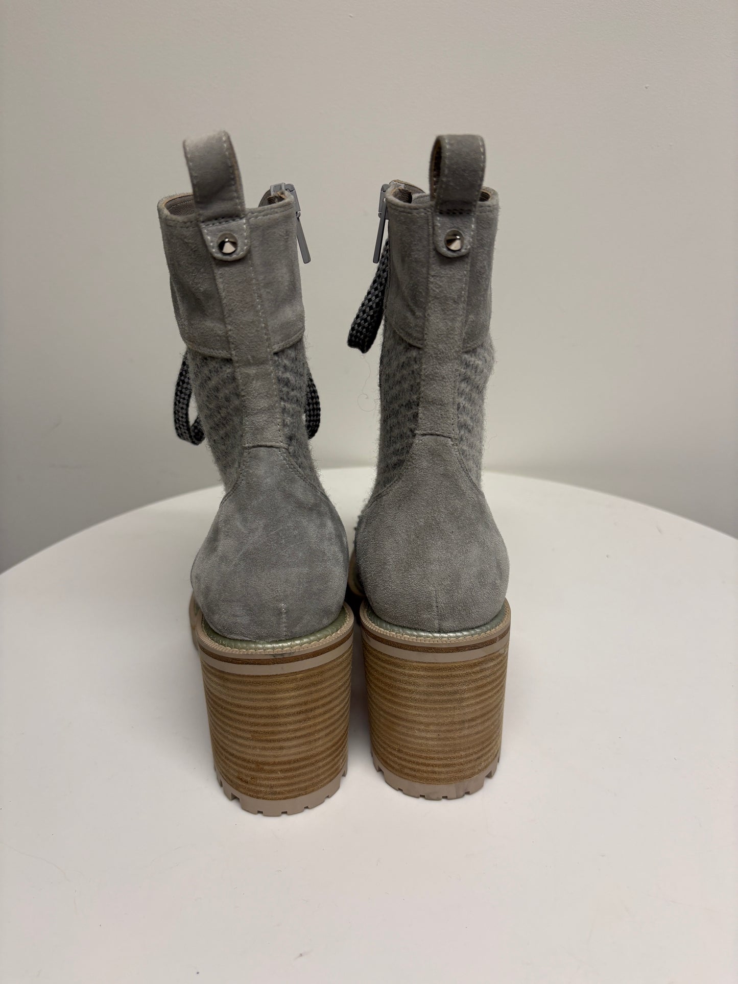 Christian Louboutin Suede Tweed Spikes TS Croc Boots
