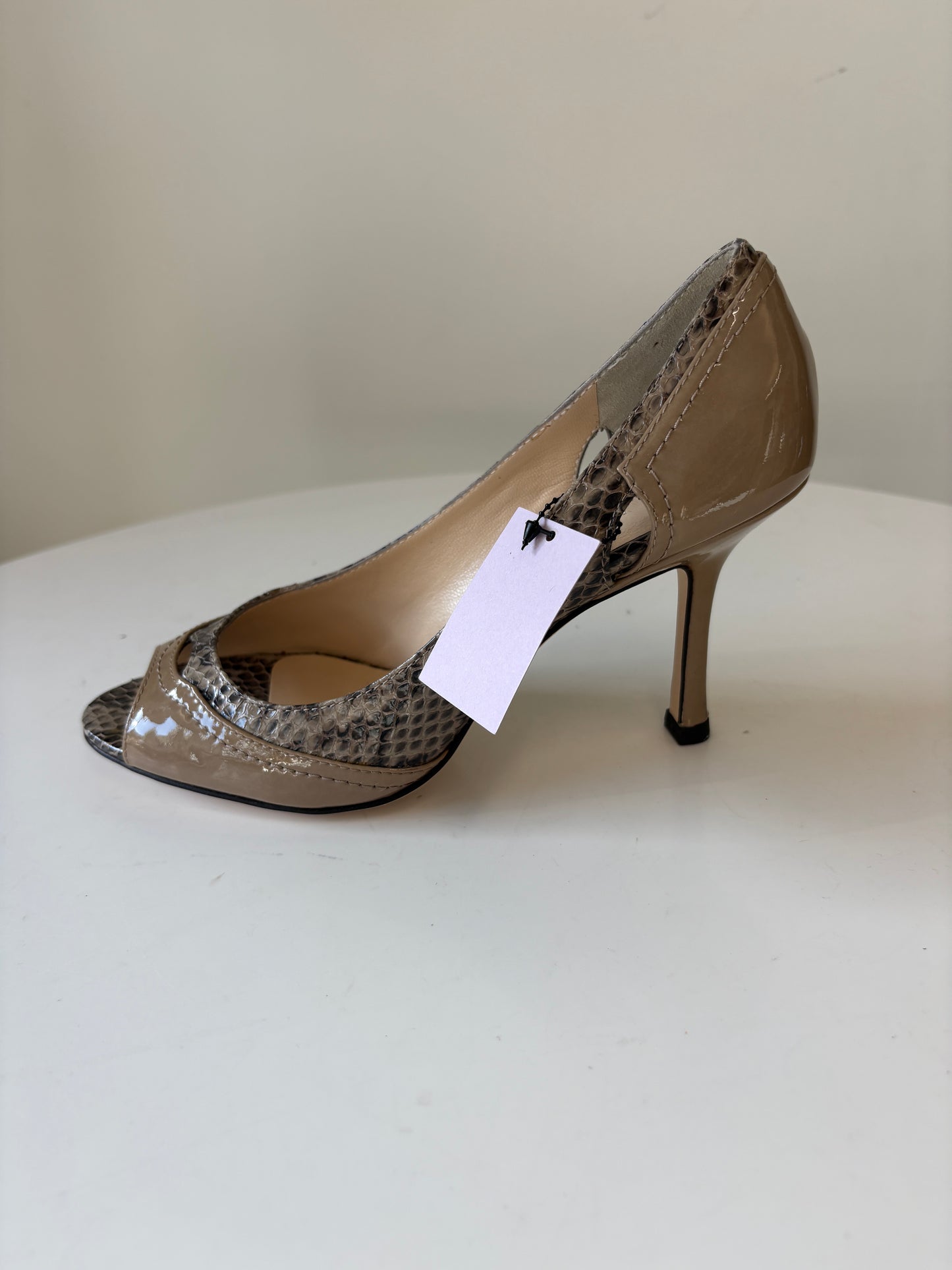 Jimmy Choo Playa 083 Patent Snake Peeptoe Heels
