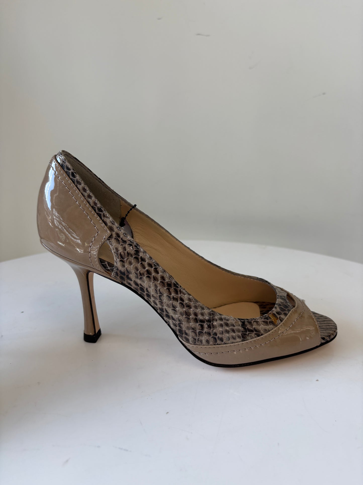 Jimmy Choo Playa 083 Patent Snake Peeptoe Heels