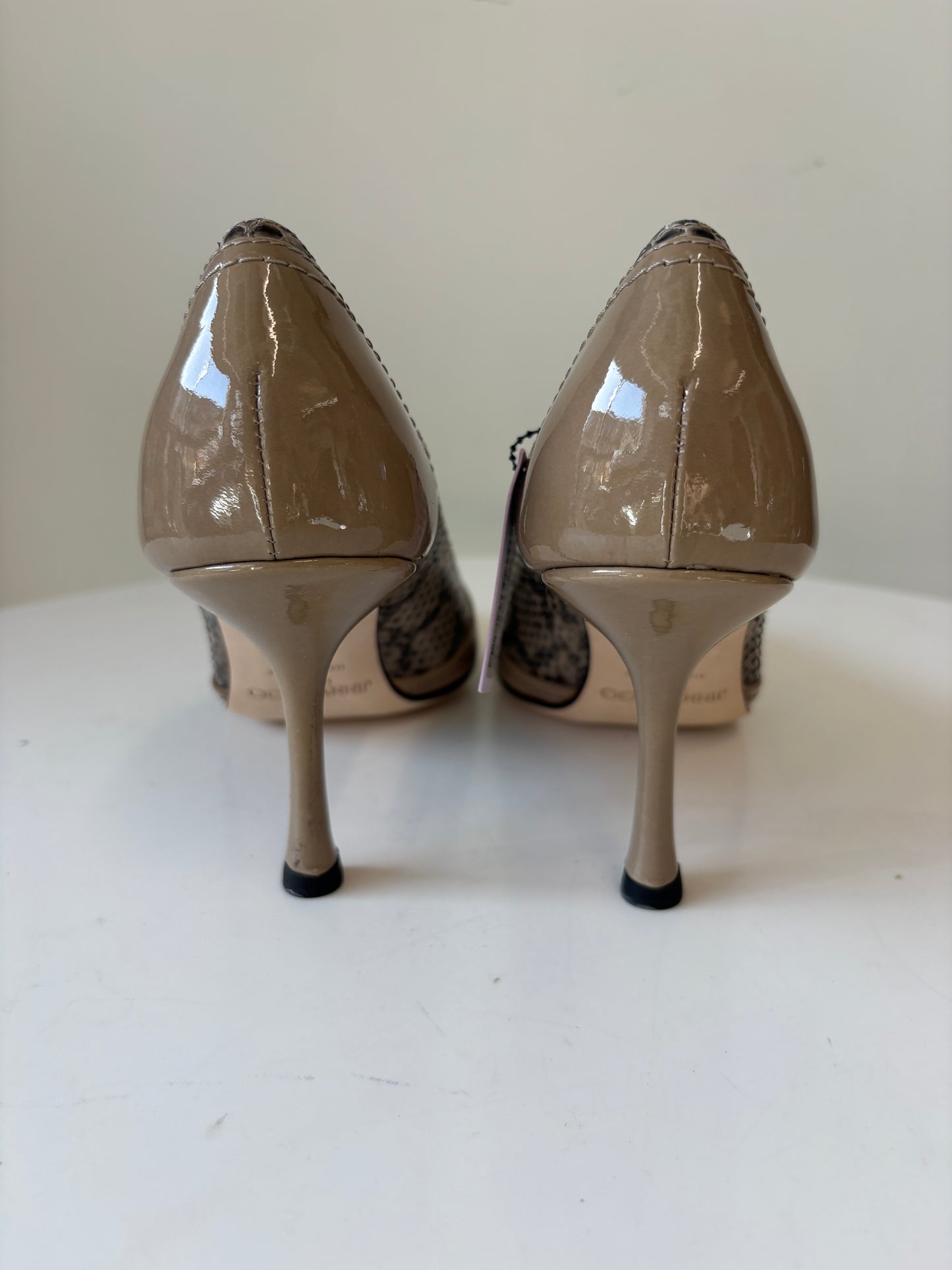 Jimmy Choo Playa 083 Patent Snake Peeptoe Heels