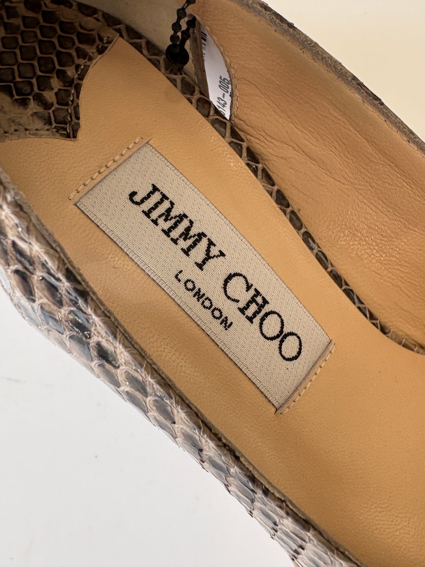 Jimmy Choo Playa 083 Patent Snake Peeptoe Heels