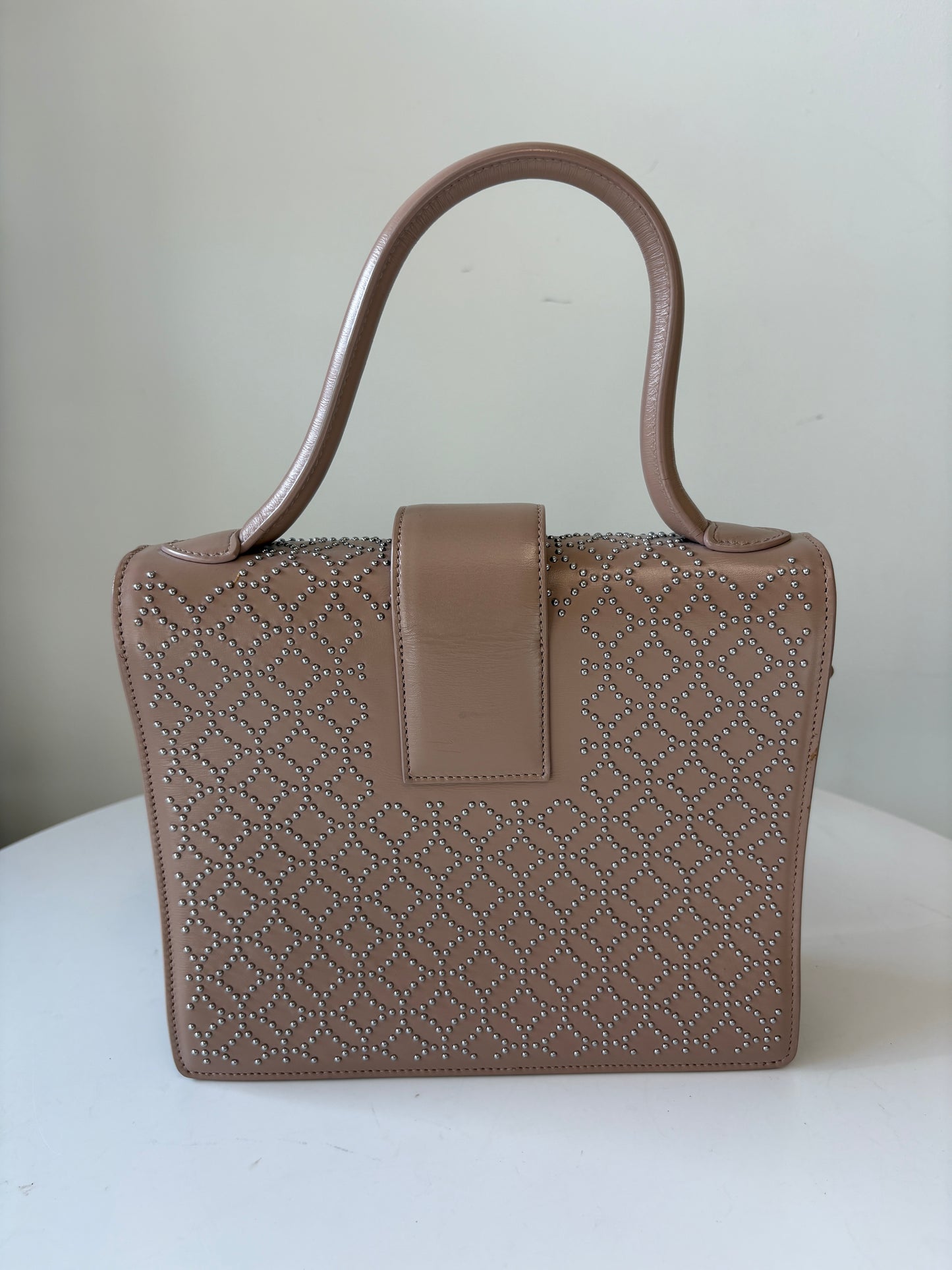 Alaia Leonie Nude Beige Studded Leather Bag