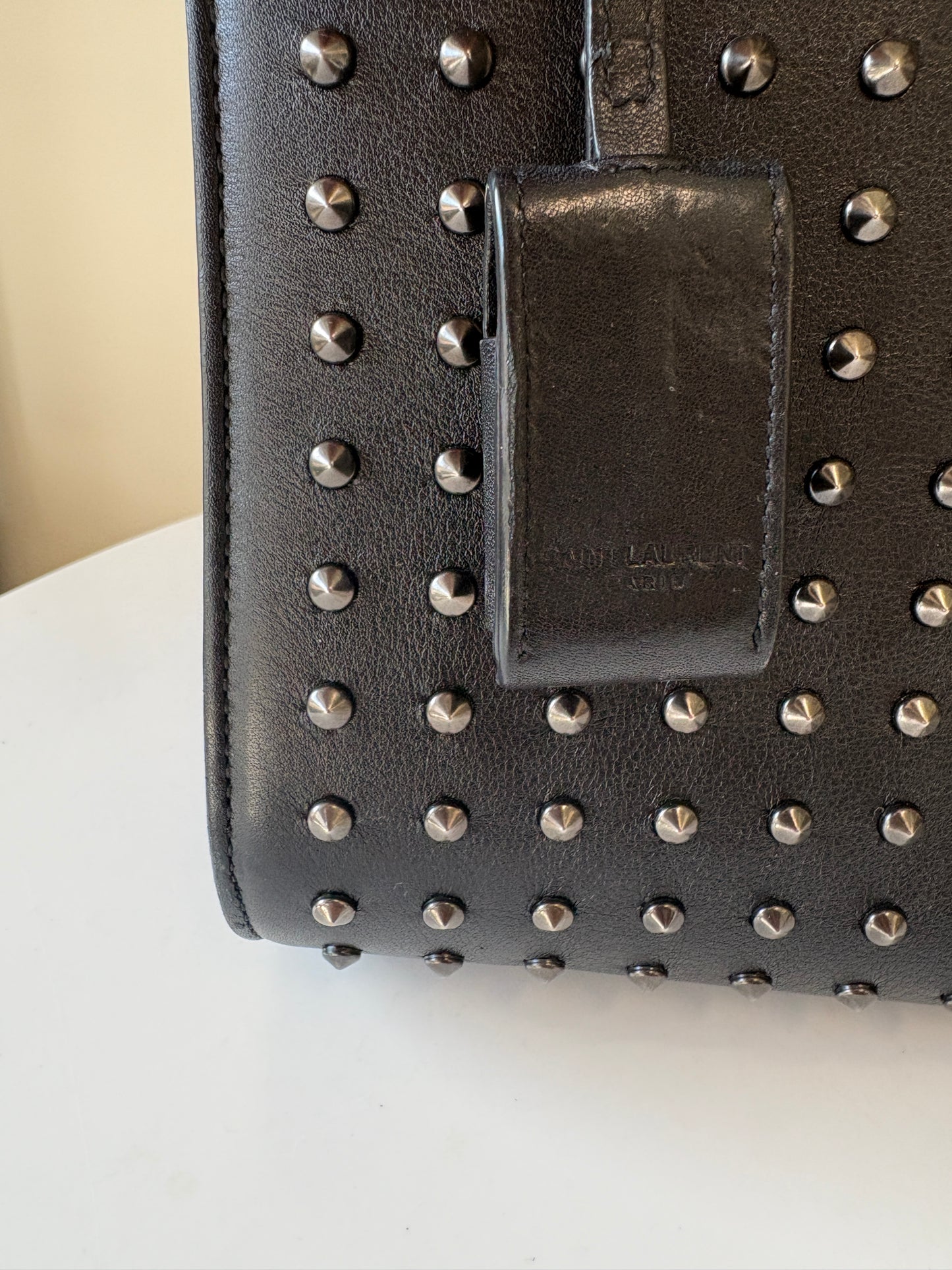 Saint Laurent Sac De Jour Studded Leather Tote Bag