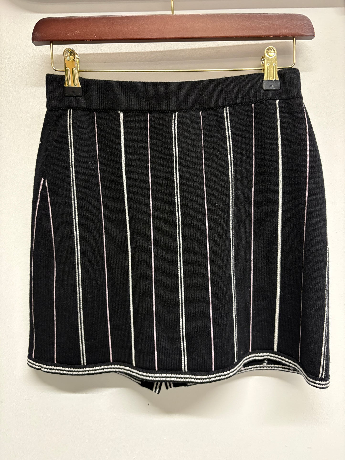 Chanel Cashmere Black Stripe Skirt