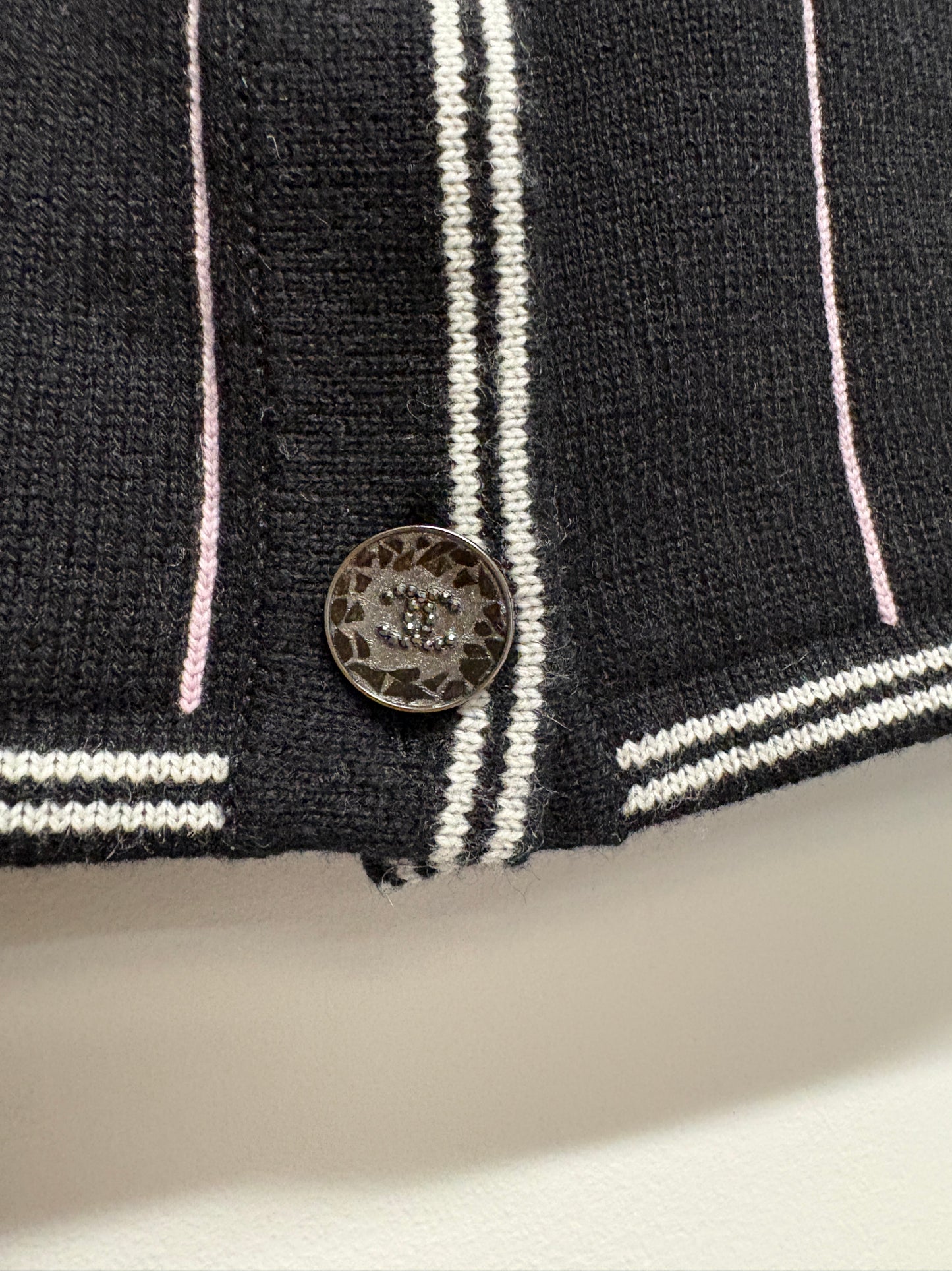 Chanel Cashmere Black Stripe Skirt