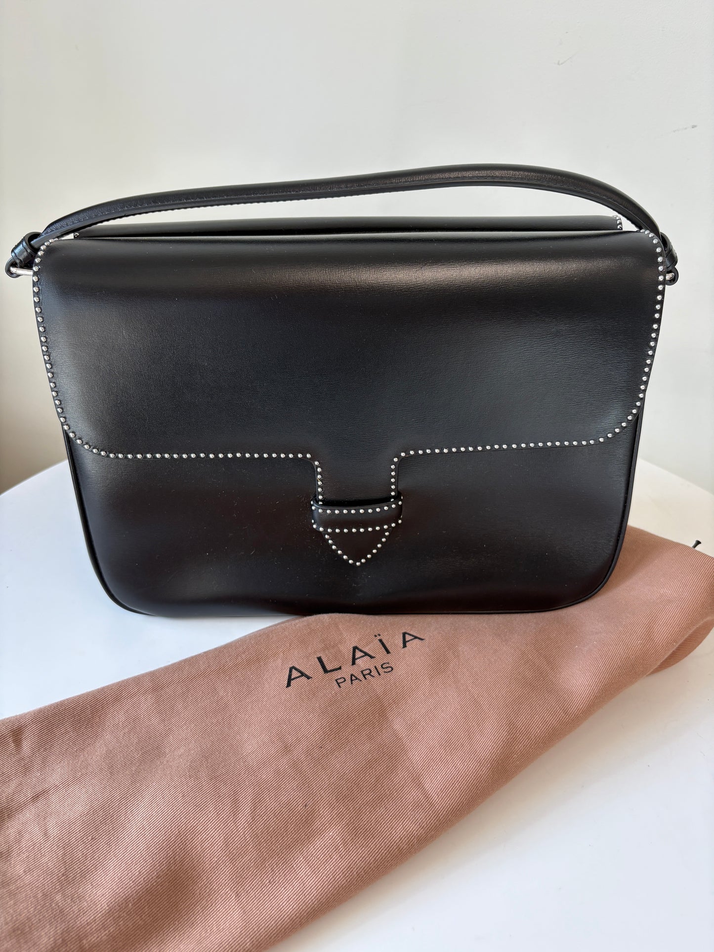 Alaia Black Leather Studded Handbag